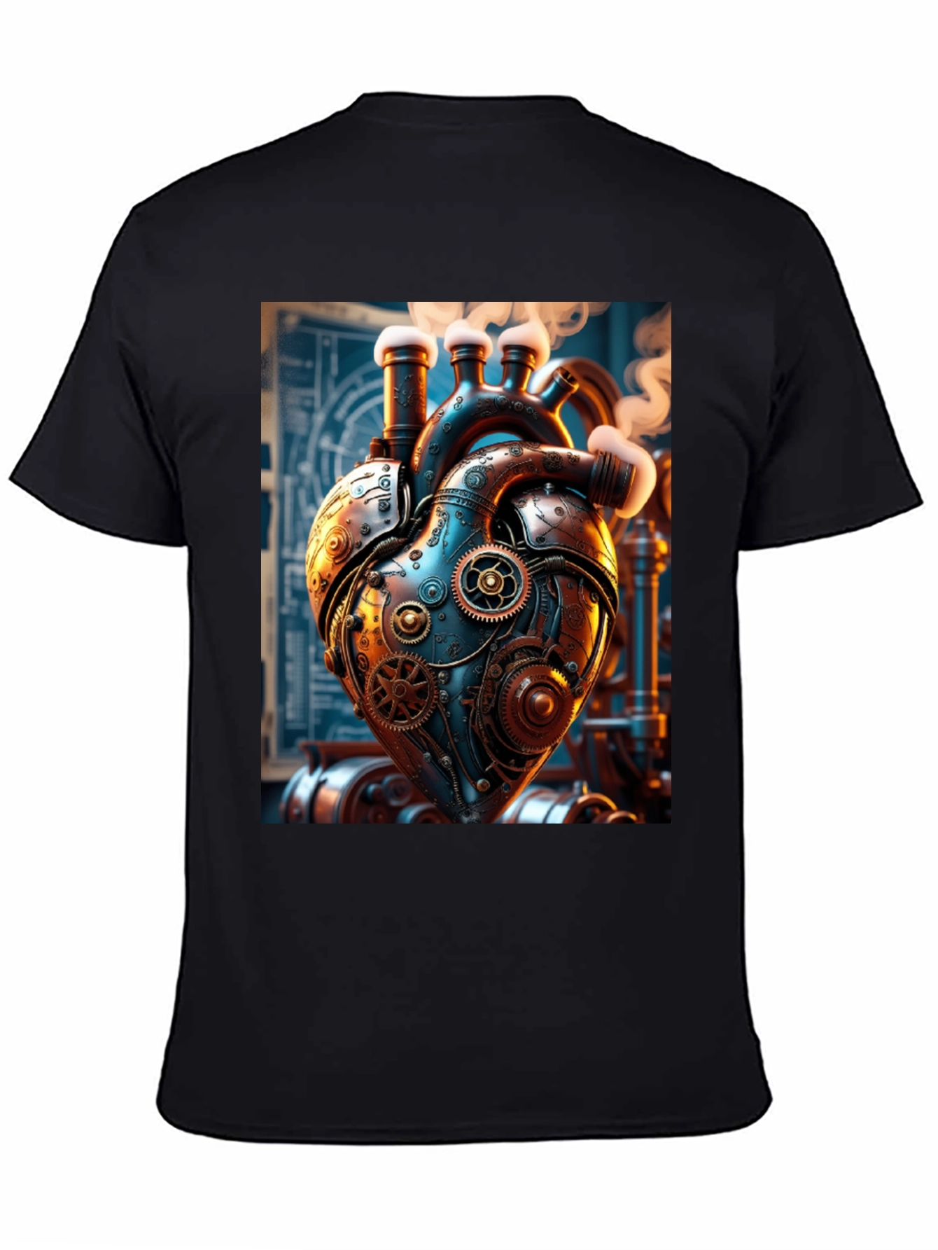 Black Steampunk Heart Graphic Tee - Mechanical Love view 4