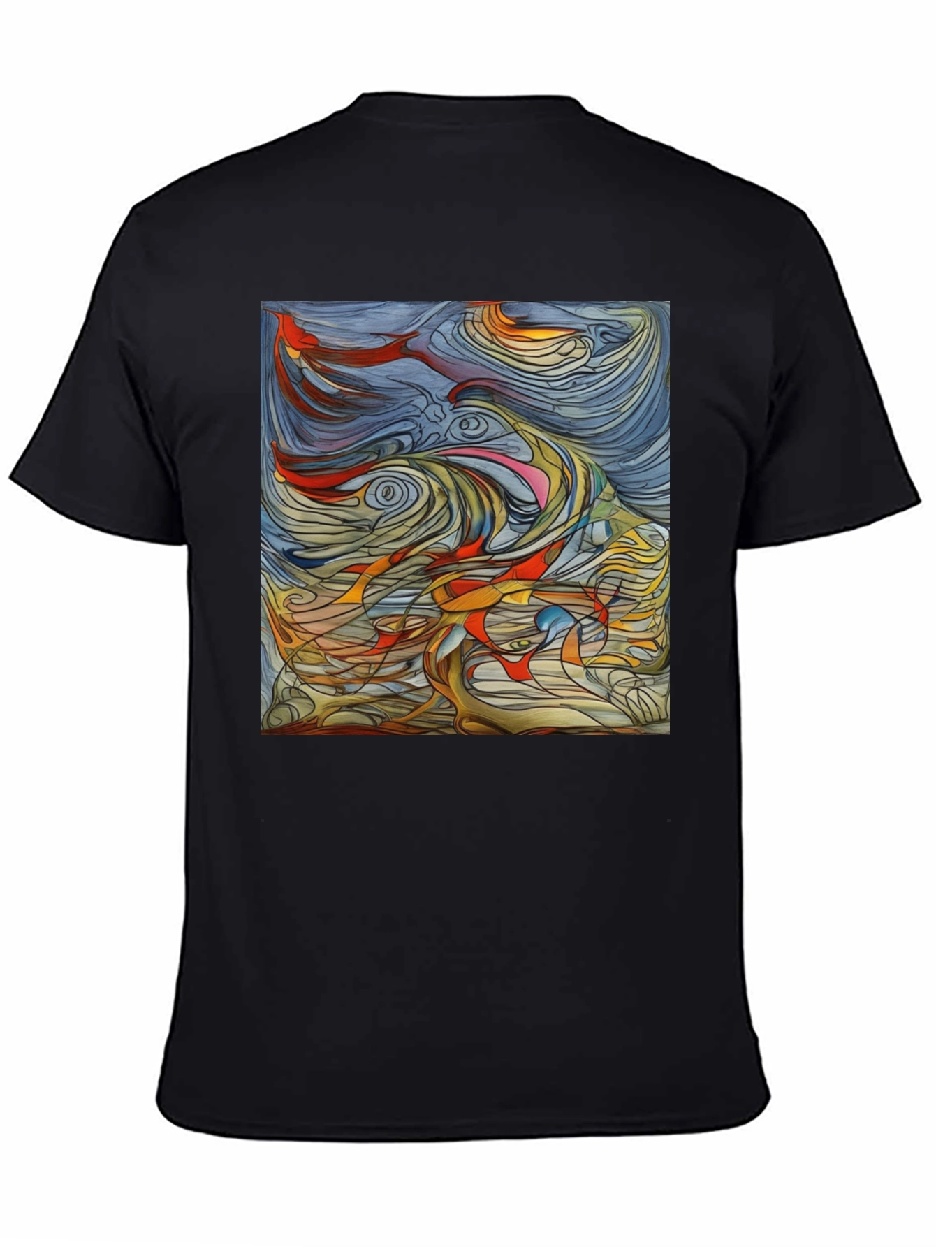 Black Abstract Art Graphic Tee - Black Unisex T-Shirt view 4