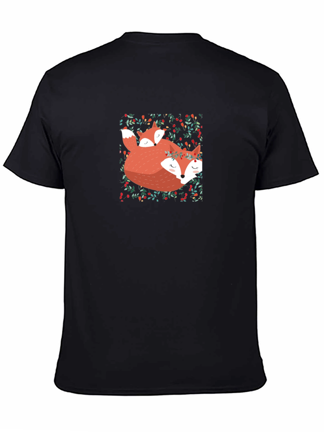 Black Fox & Cub Graphic Tee - Black Cotton Comfort view 4