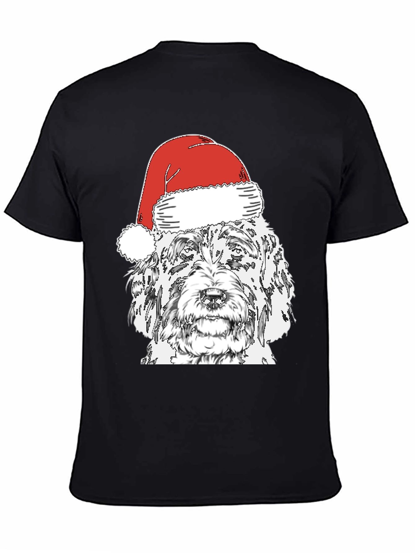 Black Dog With Santa Hat T-Shirt view 4