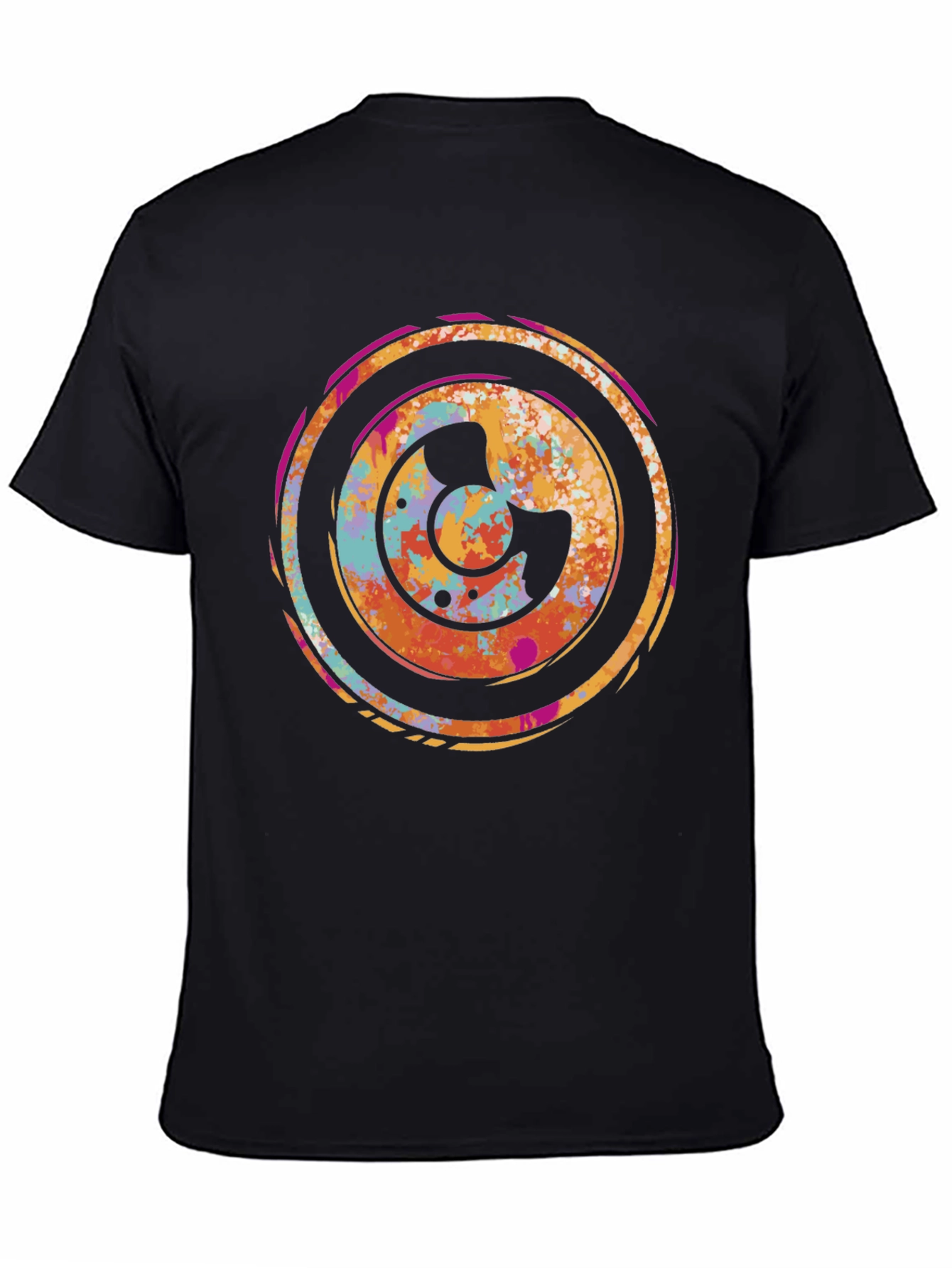 Black Abstract Circle Graphic Black T-Shirt view 4
