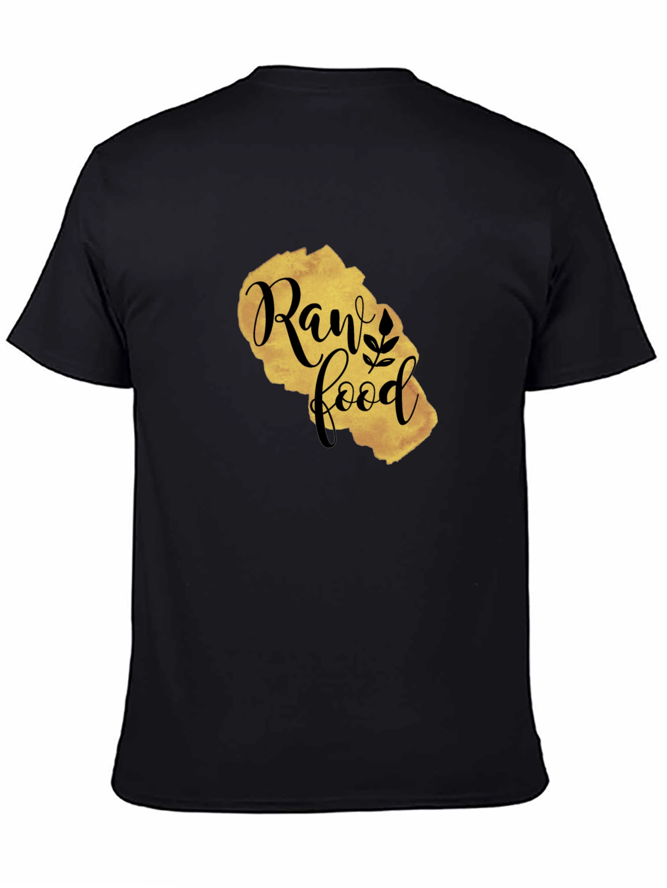 Raw Food Gold Print Black T-Shirt - 4
