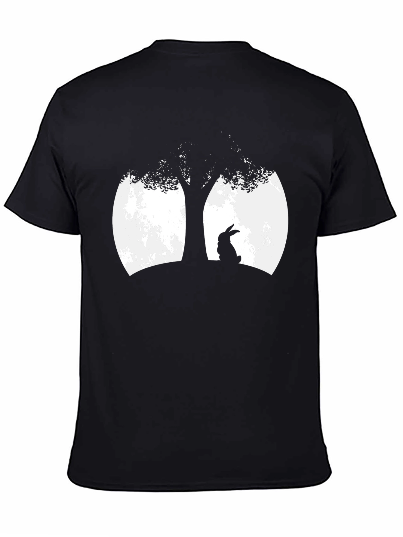 Black Rabbit Tree Silhouette T-Shirt view 4