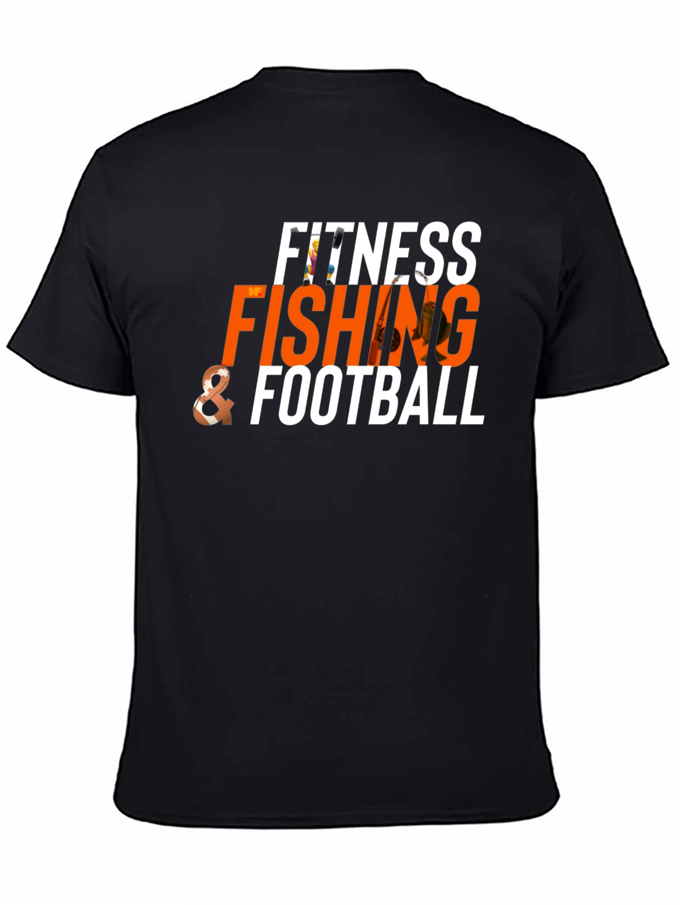 Black Fitness Fishing & Football Graphic Tee view 4
