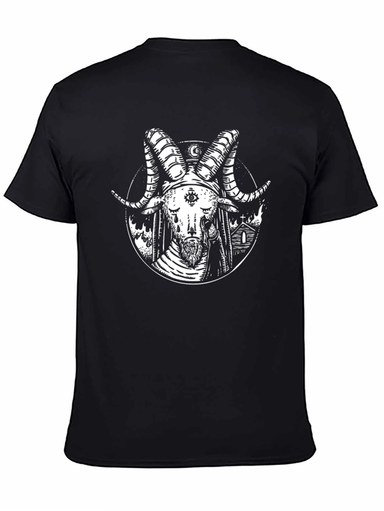 Baphomet Graphic Tee - Occult Satanic Design Black T-Shirt - 4