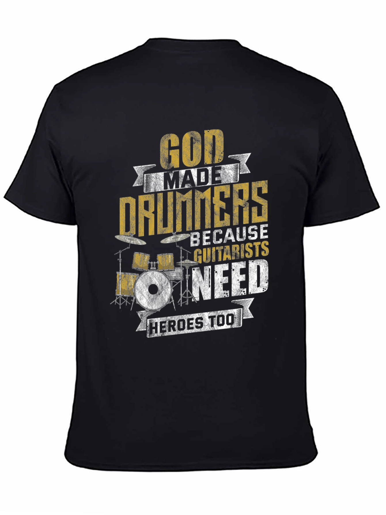 Black God Made Drummers T-Shirt - Musician Humor Tee view 4