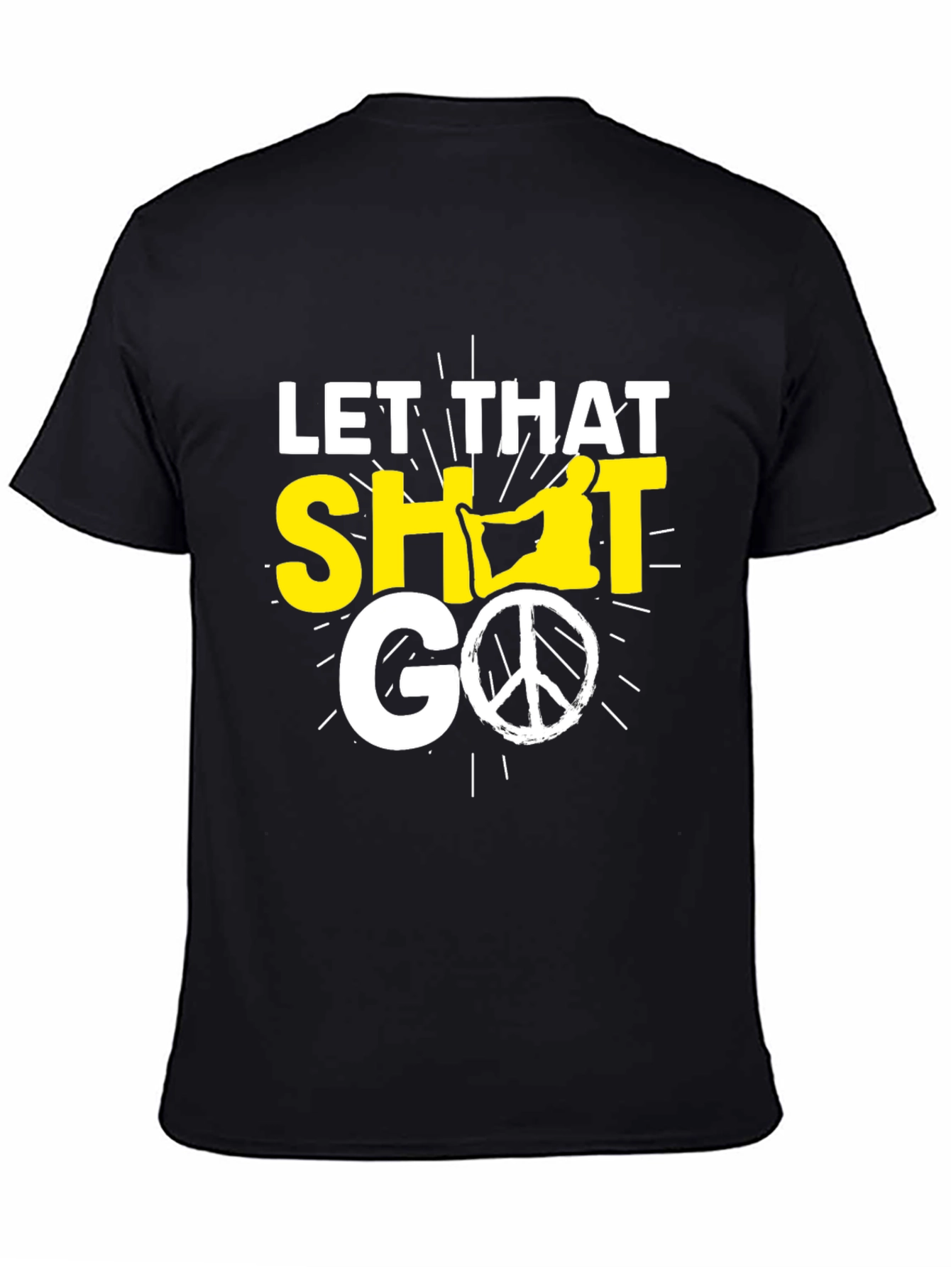 Black Let That Shit Go T-Shirt, Yoga & Peace Sign view 4