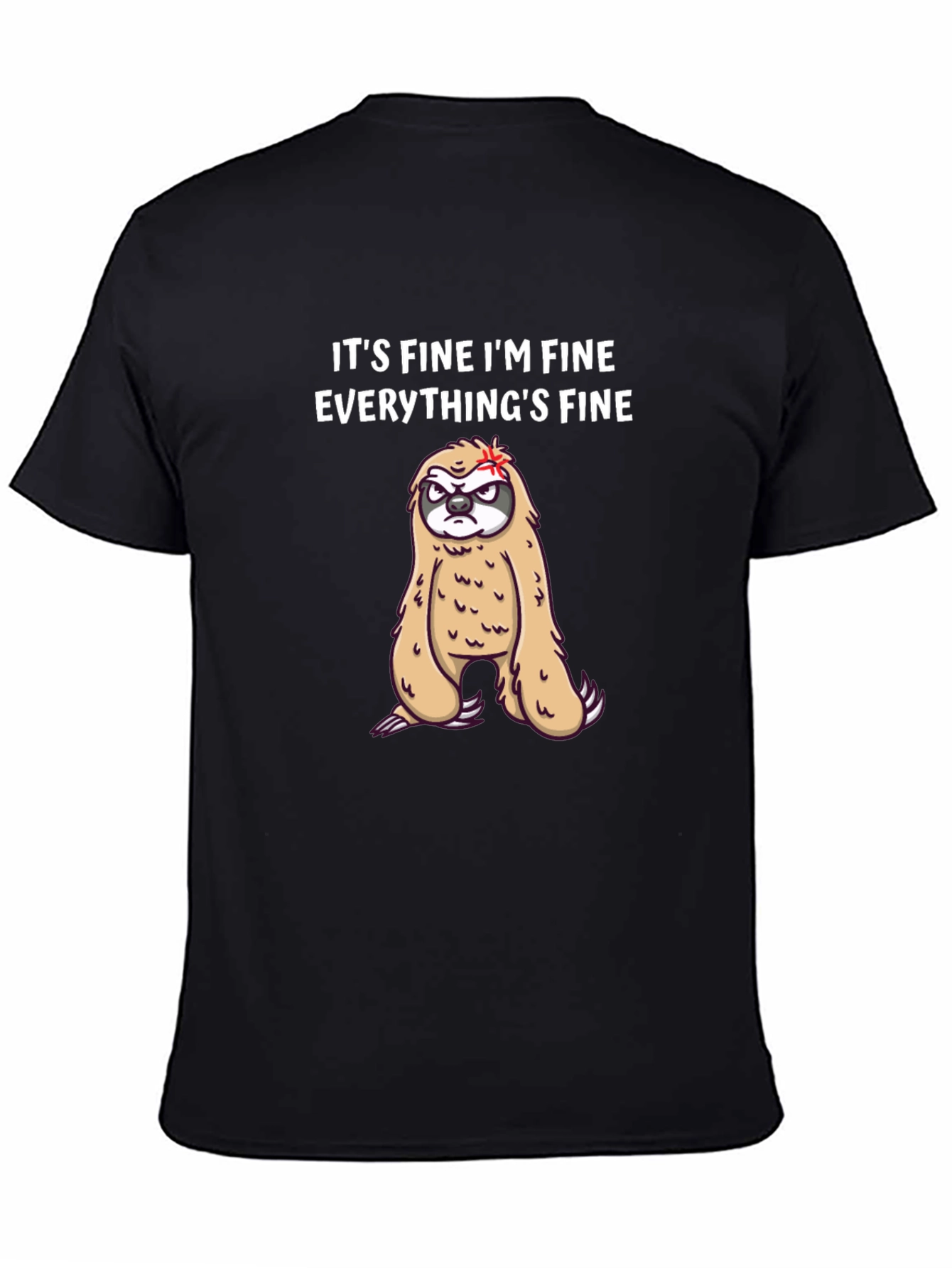 Black It's Fine I'm Fine Sloth Graphic Tee view 4