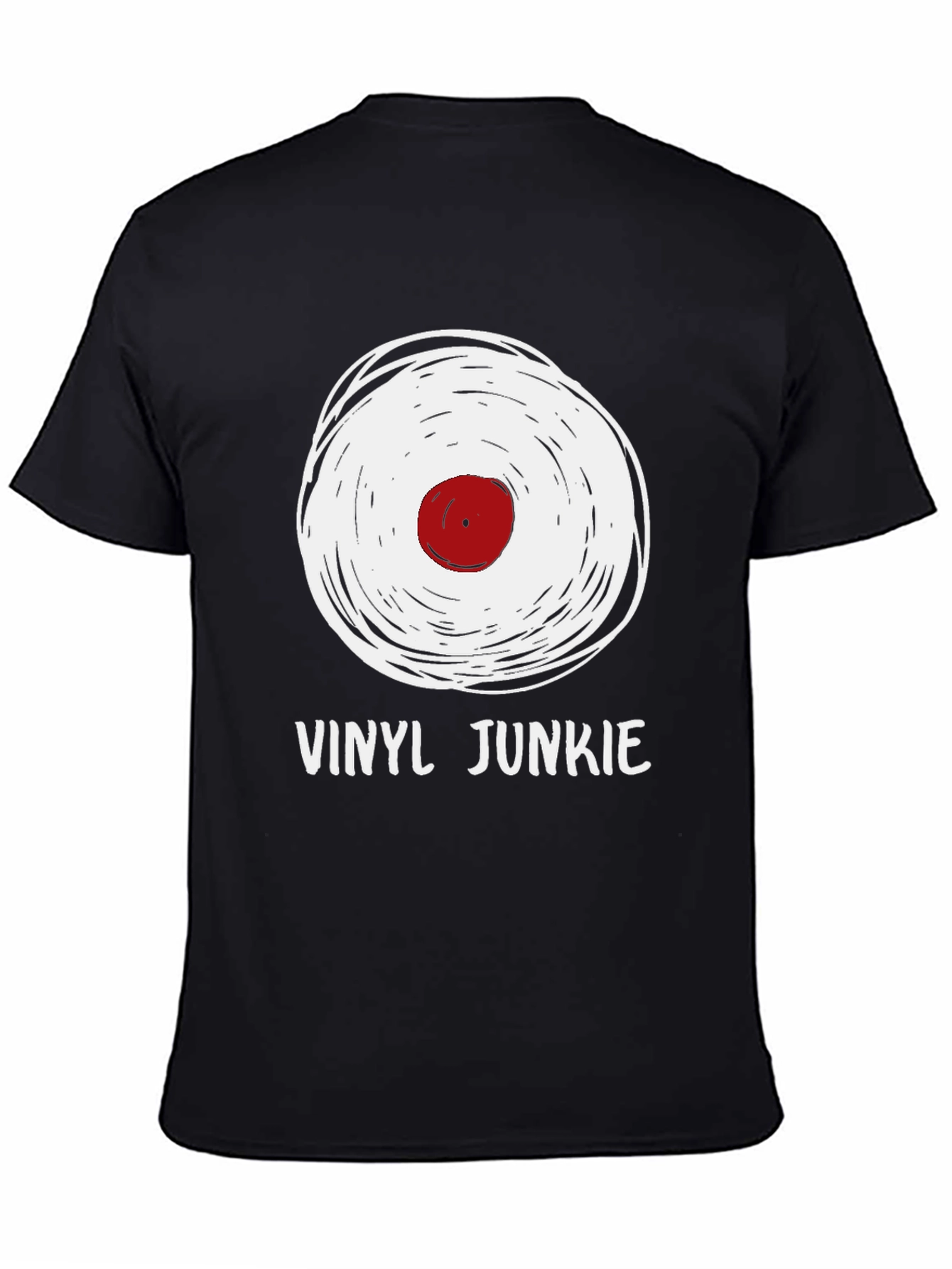 Black Vinyl Junkie Graphic Tee - Music Lover T-Shirt view 4