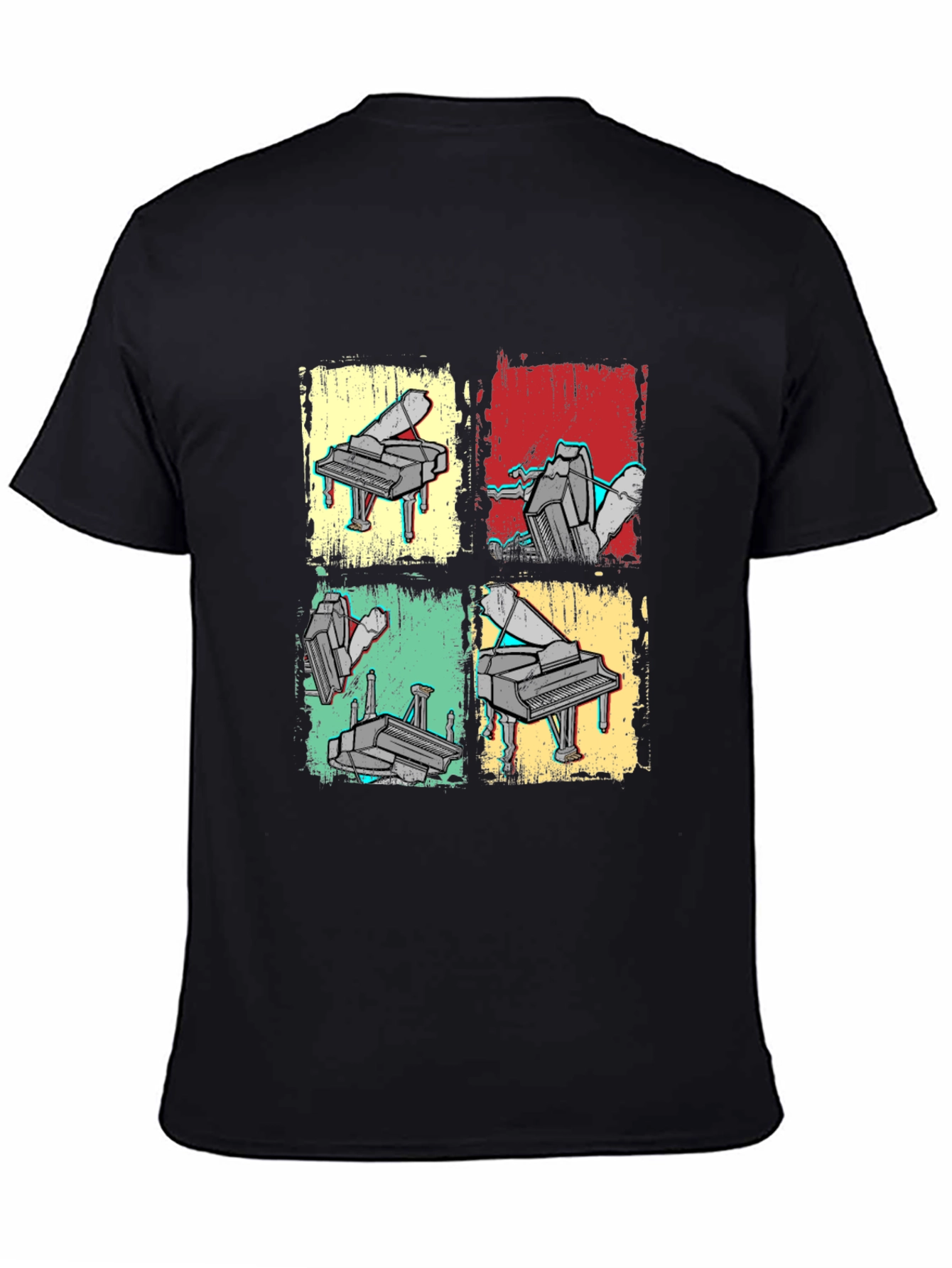 Black Retro Piano Art T-Shirt - Musical Graphic Tee view 4