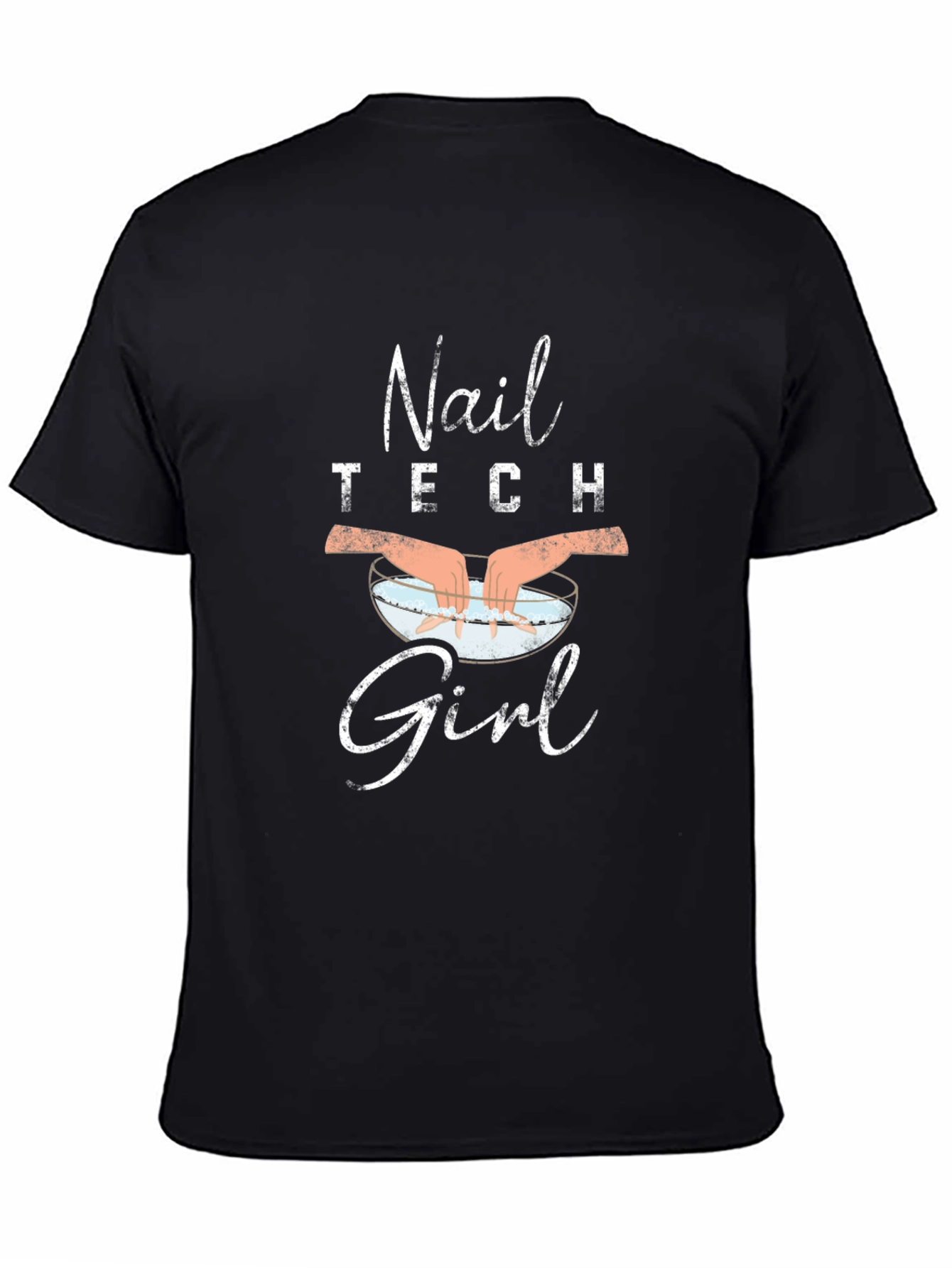 Black Nail Tech Girl Black T-Shirt - Salon Apparel view 4