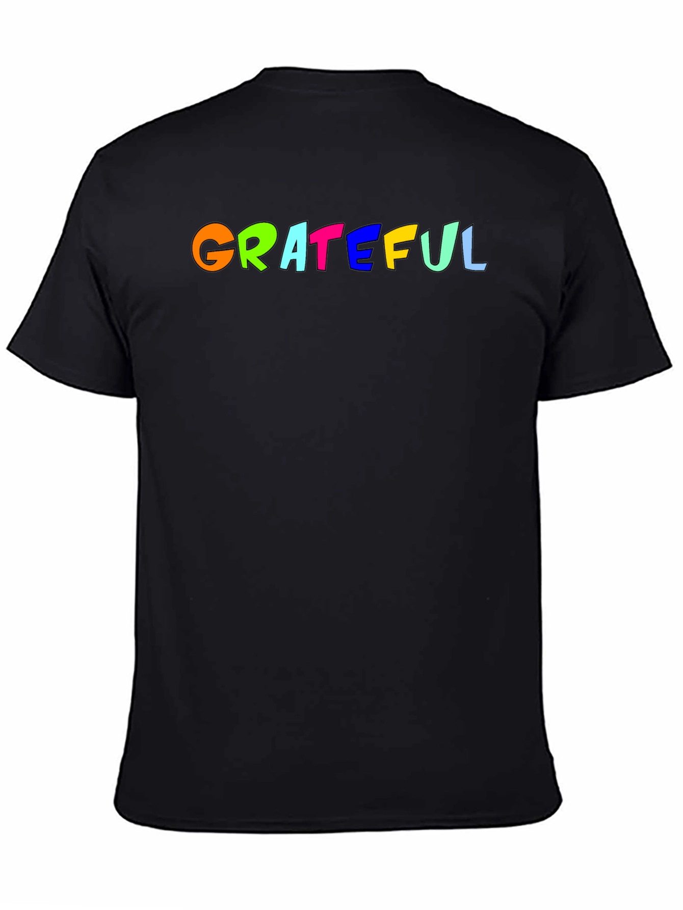 Black Grateful Colorful Graphic T-Shirt - Trendy Casual Wear view 4