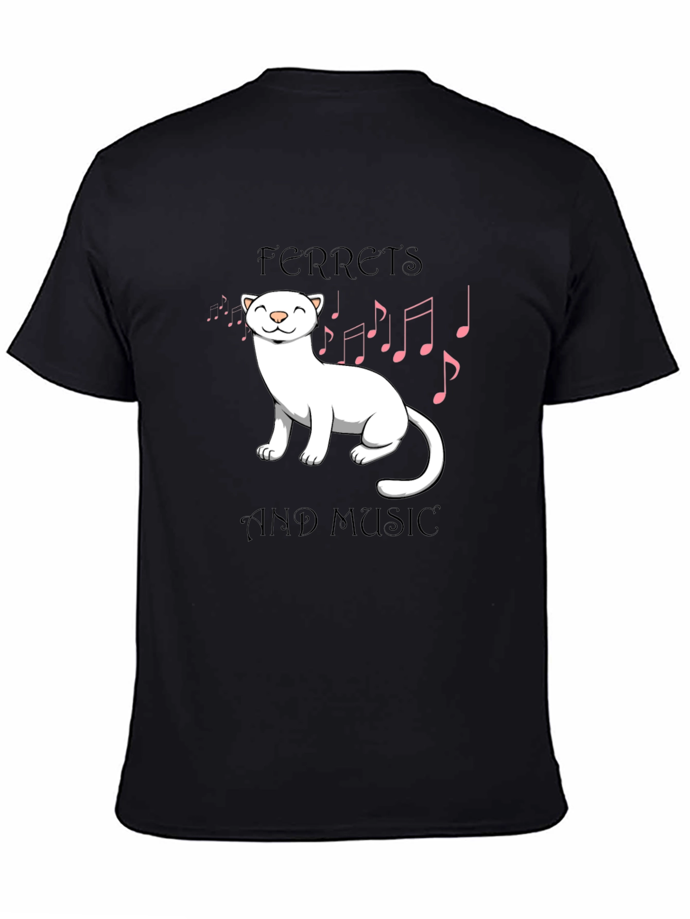 Black Ferret and Music Graphic T-Shirt view 4