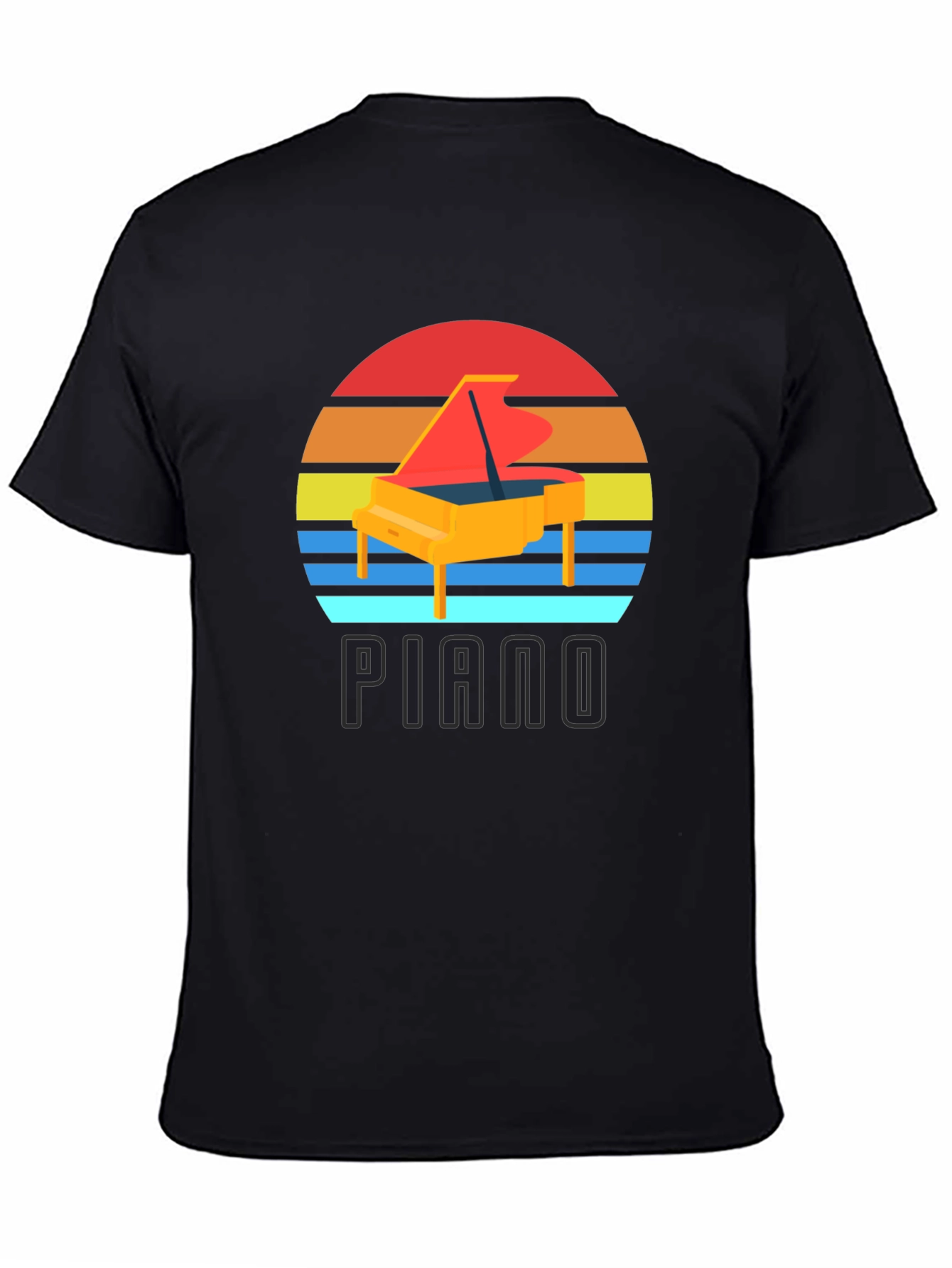 Black Piano Sunset Graphic T-Shirt view 4