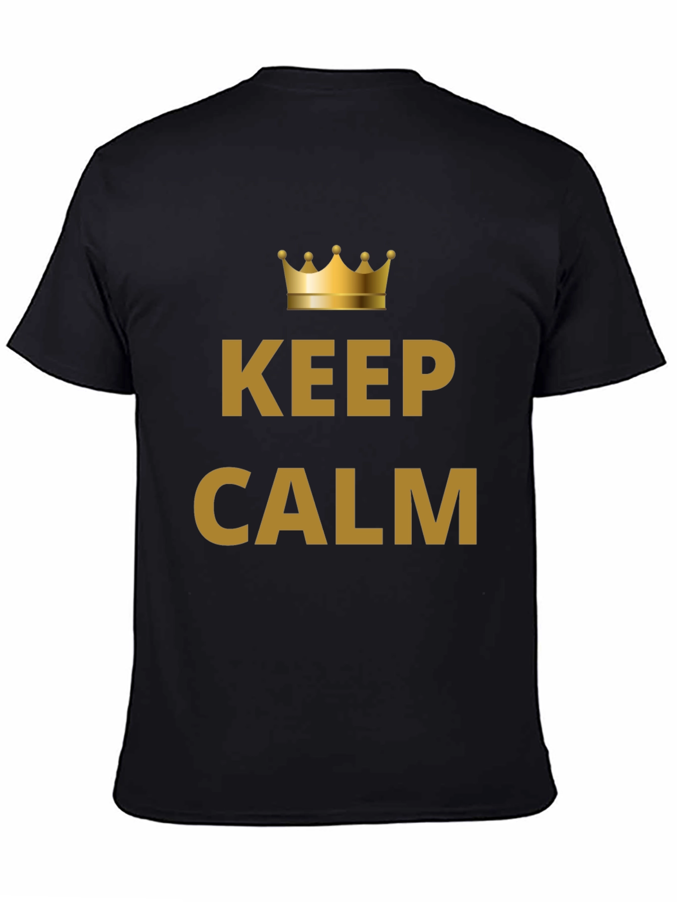 Black Keep Calm Crown Graphic Men's Black T-Shirt view 4