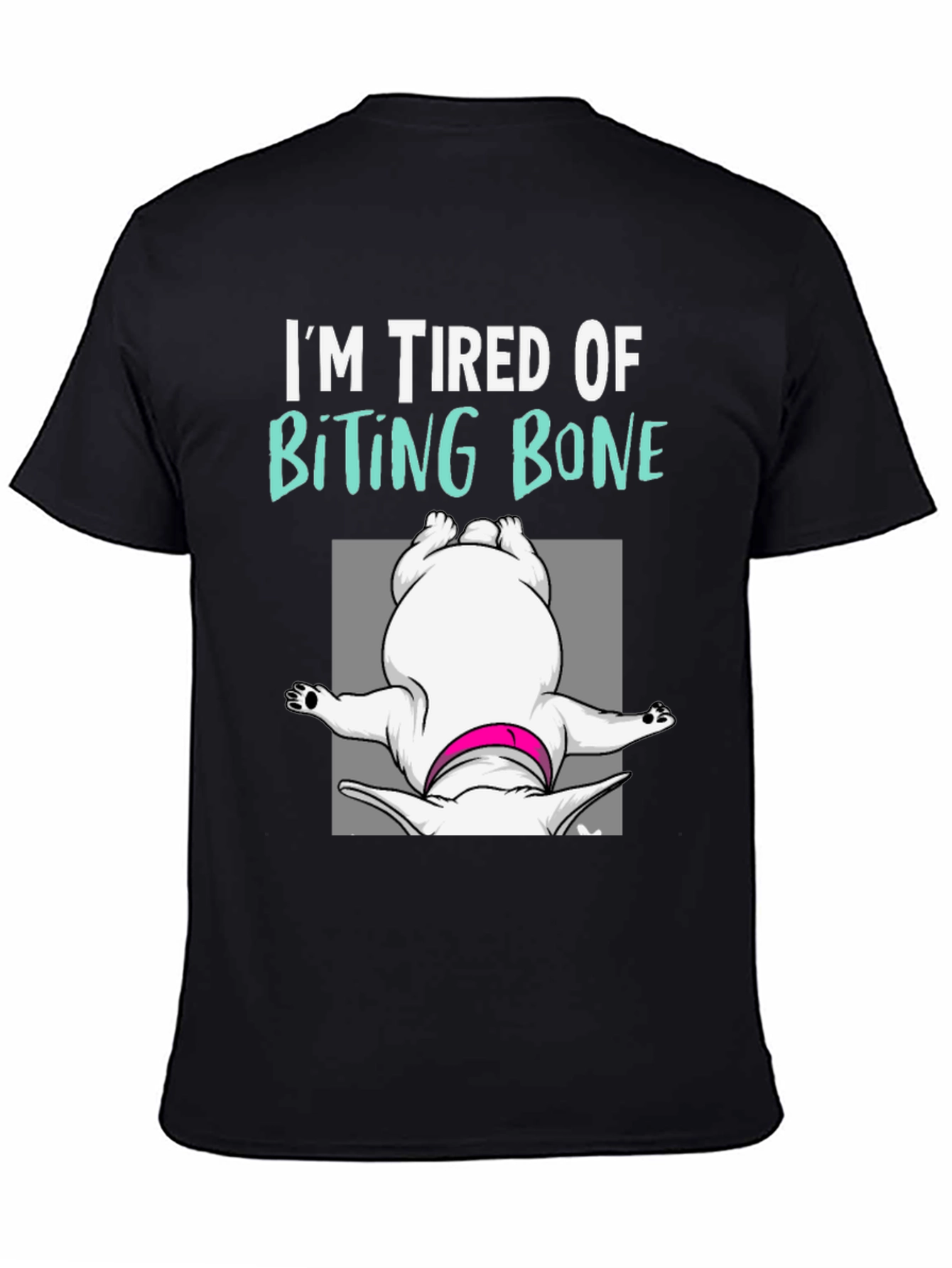 Black Tired of Biting Bone T-Shirt Funny Dog Graphic Tee view 4