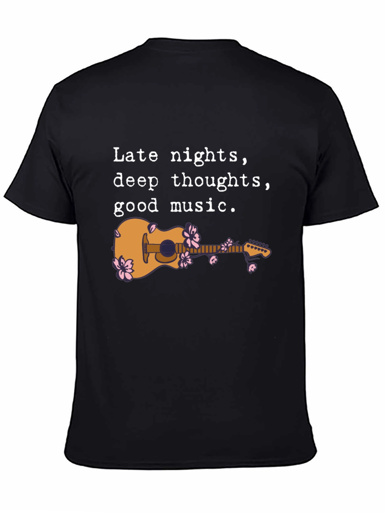 Black Late Night Guitar Graphic Tee - Black view 4