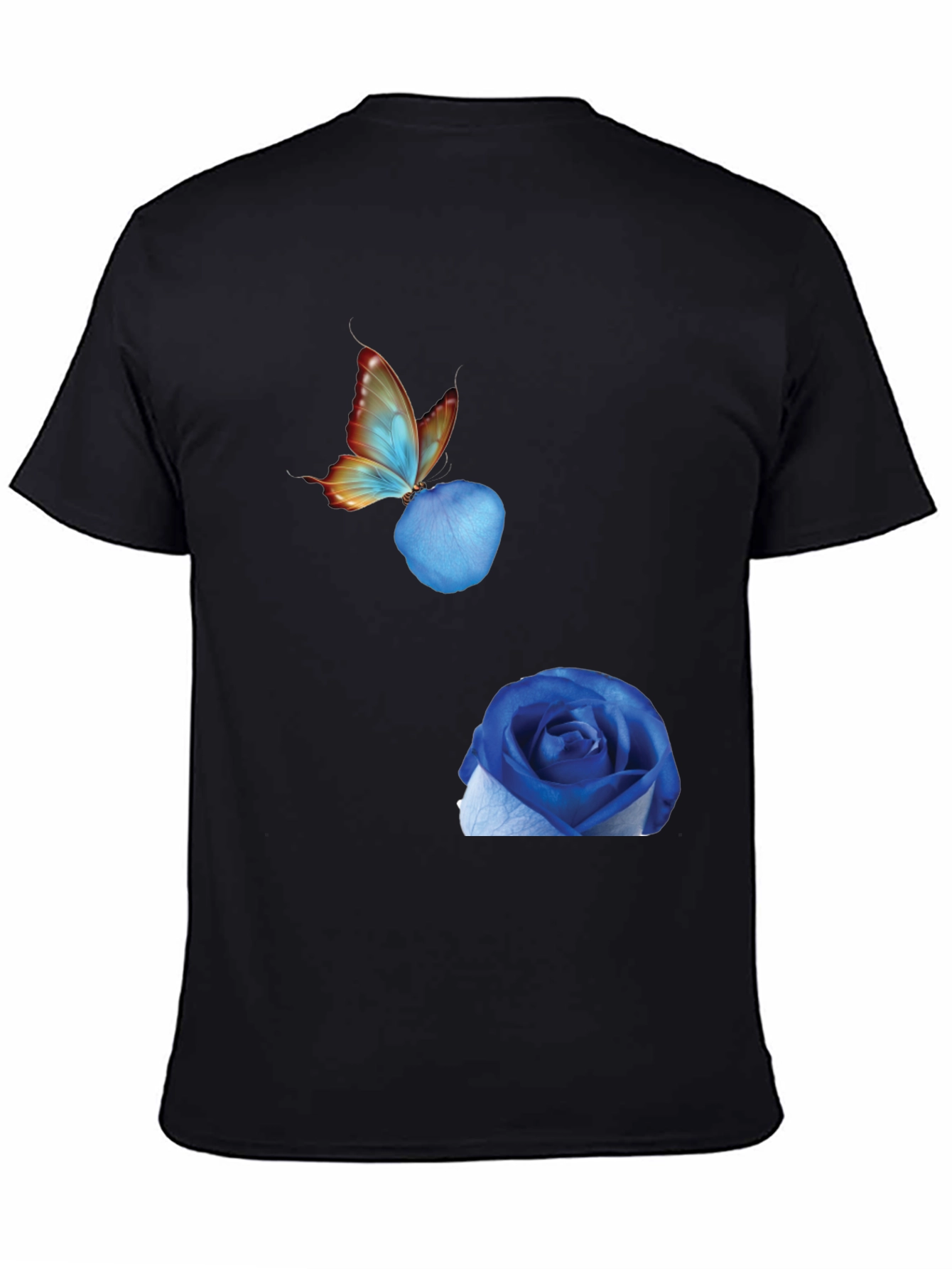 Black Butterfly & Blue Rose Graphic Tee view 4