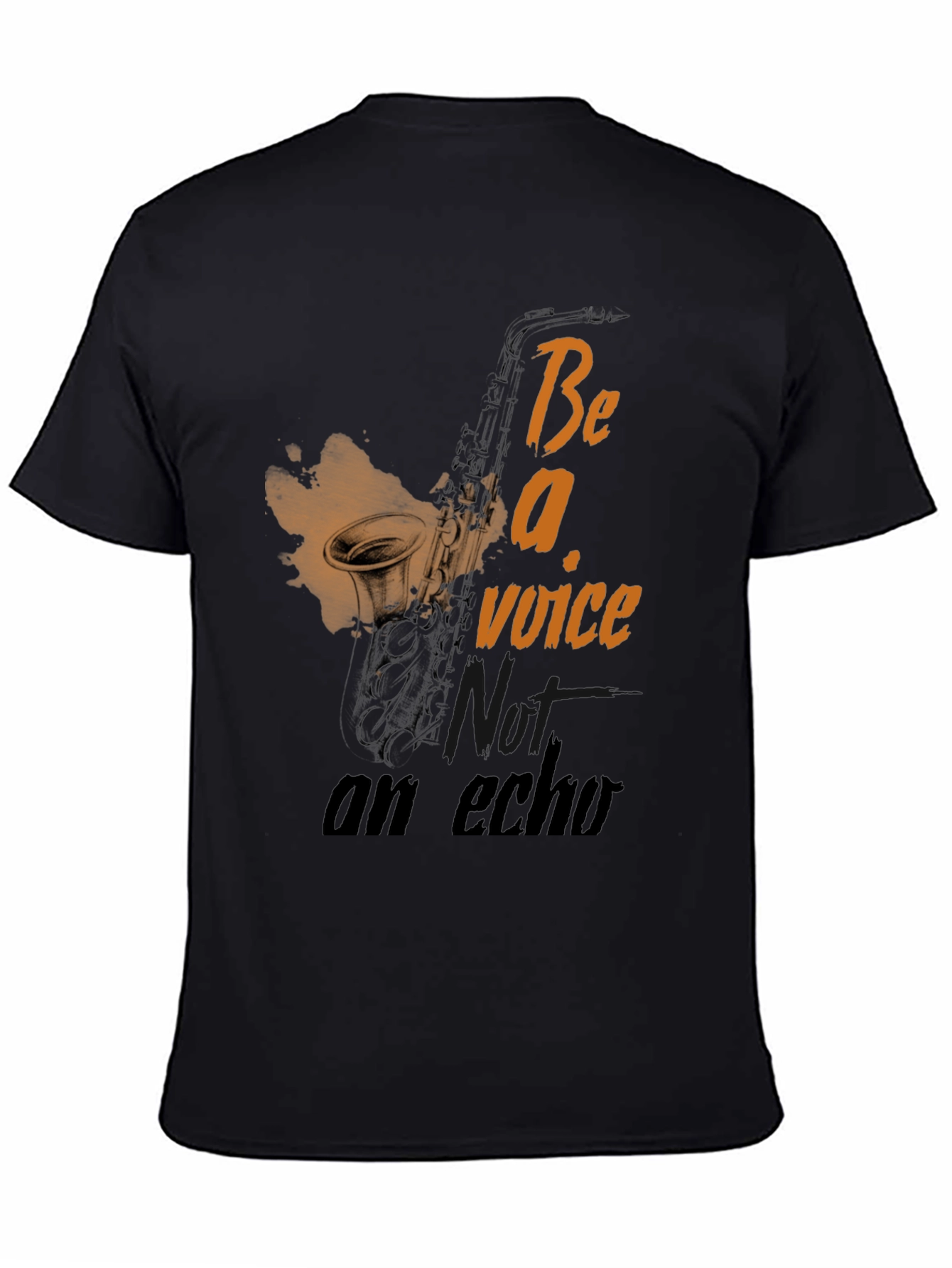 Black Saxophone 'Be a Voice' Graphic T-Shirt view 4