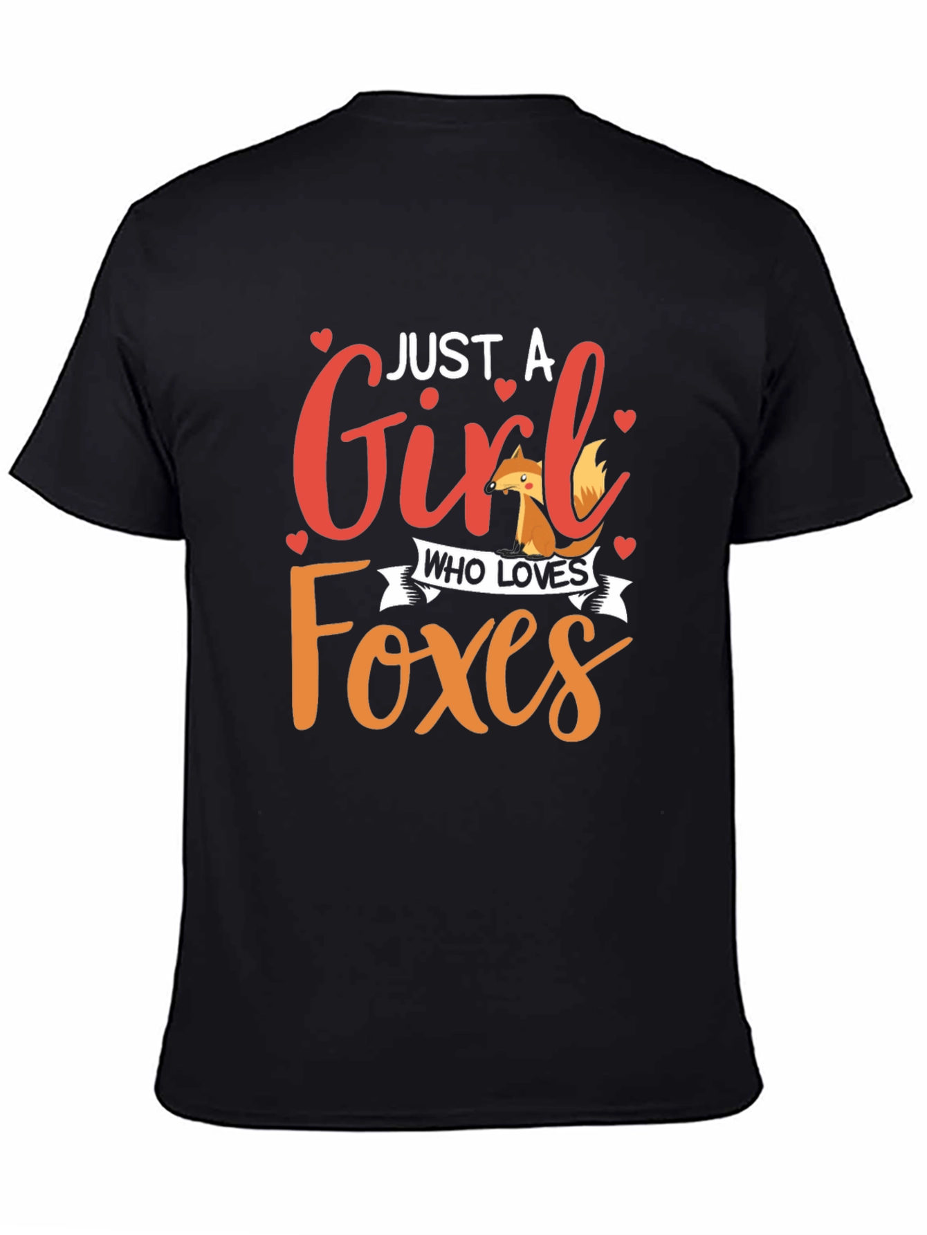 Black Just A Girl Who Loves Foxes Black Graphic Tee view 4