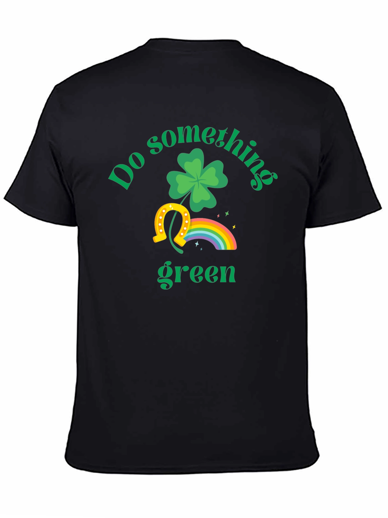 Black St. Patrick's Day 'Do Something Green' T-Shirt view 4