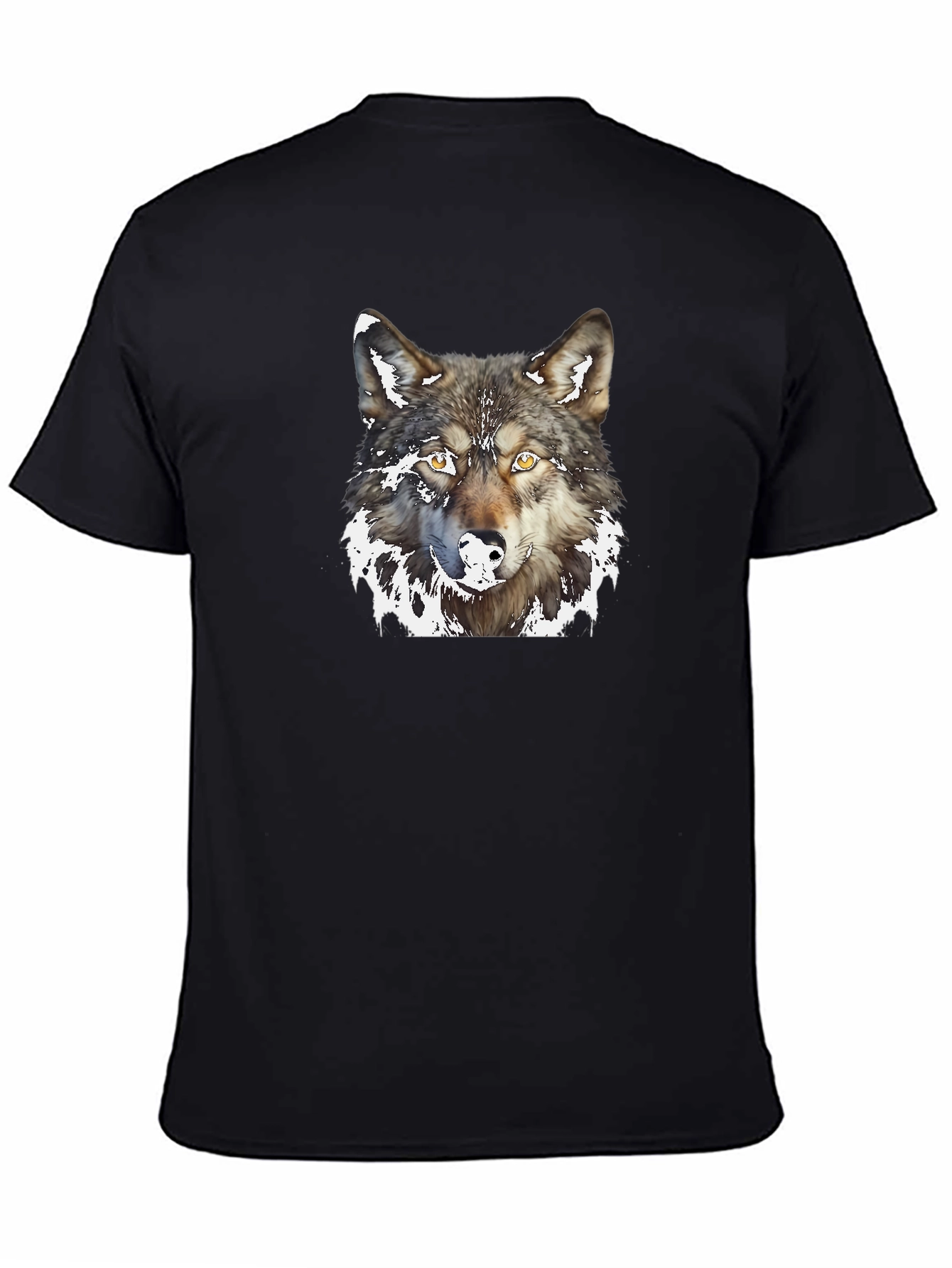Black Wolf Graphic Print Black T-Shirt view 4