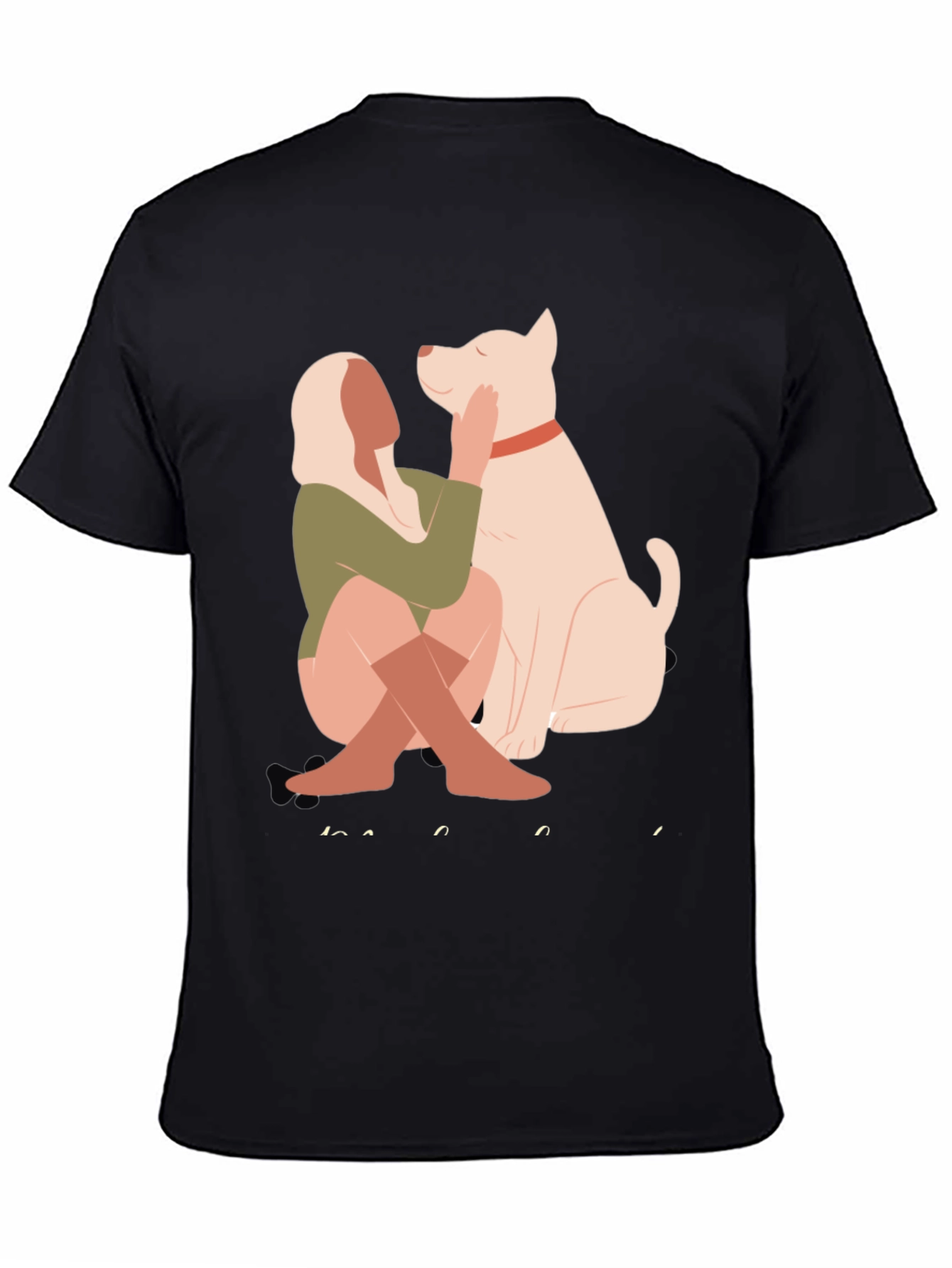 Black Stylish Graphic Tee - Dog & Woman view 4