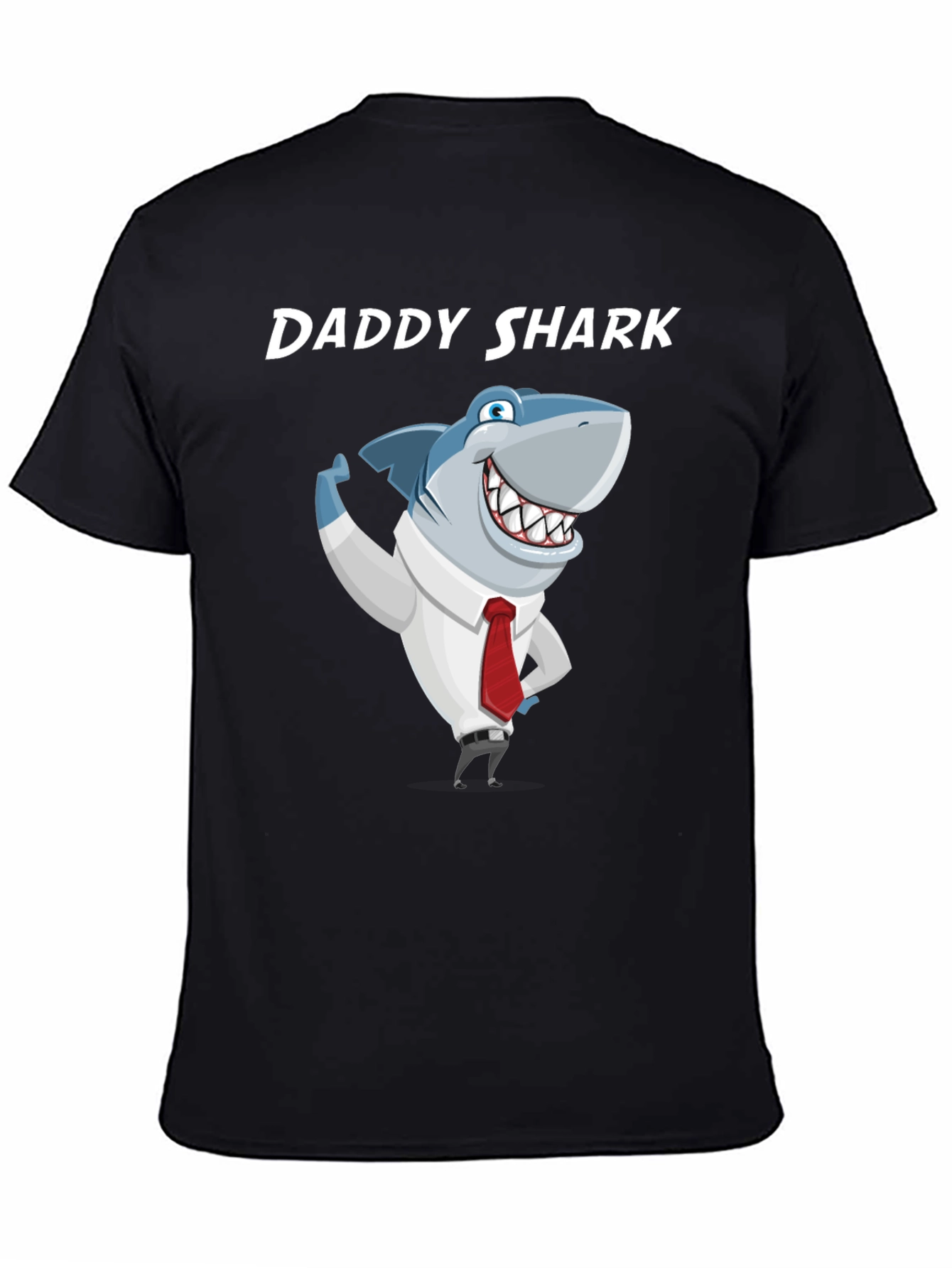 Black Daddy Shark Graphic T-Shirt - Men's Black Tee view 4