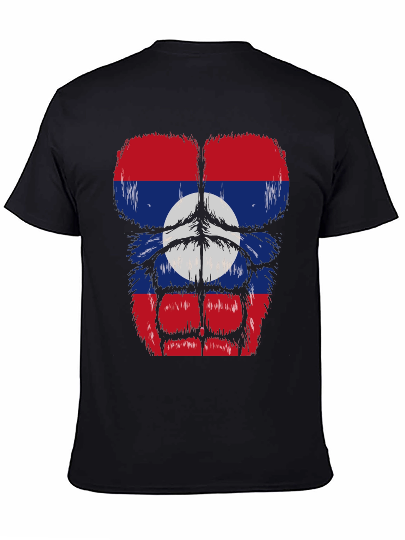 Black Laos Flag Gorilla Bodybuilder T-Shirt view 4