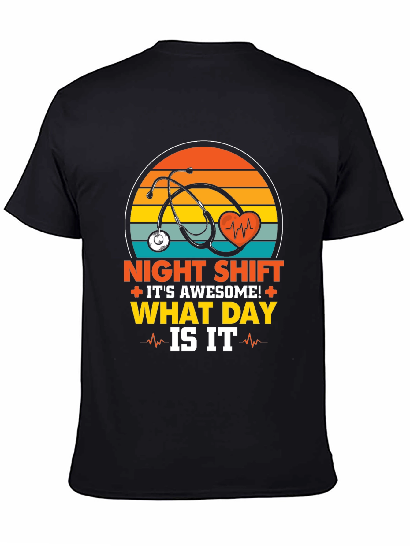 Black Night Shift Nurse T-Shirt - What Day Is It? view 4