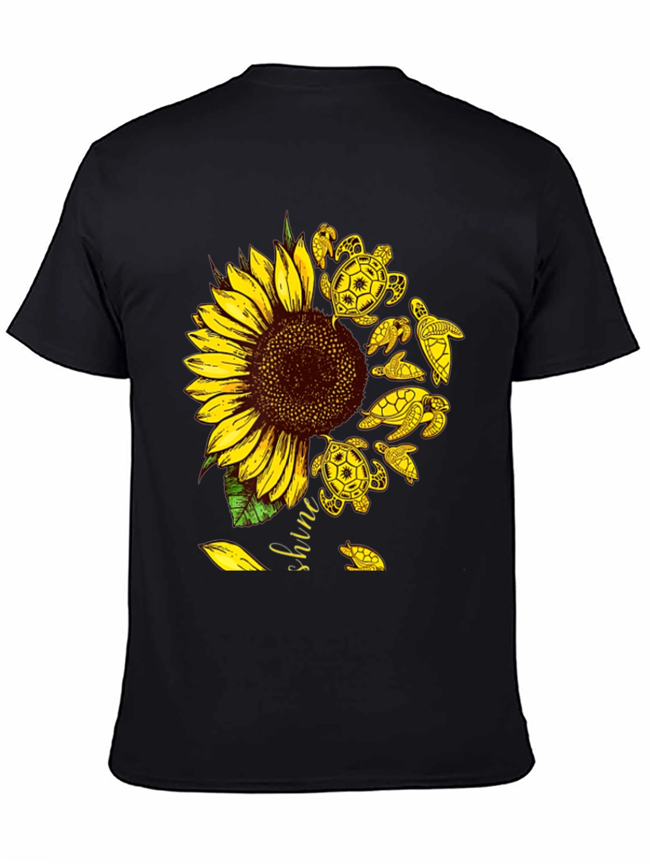 Black Sunflower Turtle Graphic Tee - Unisex view 4