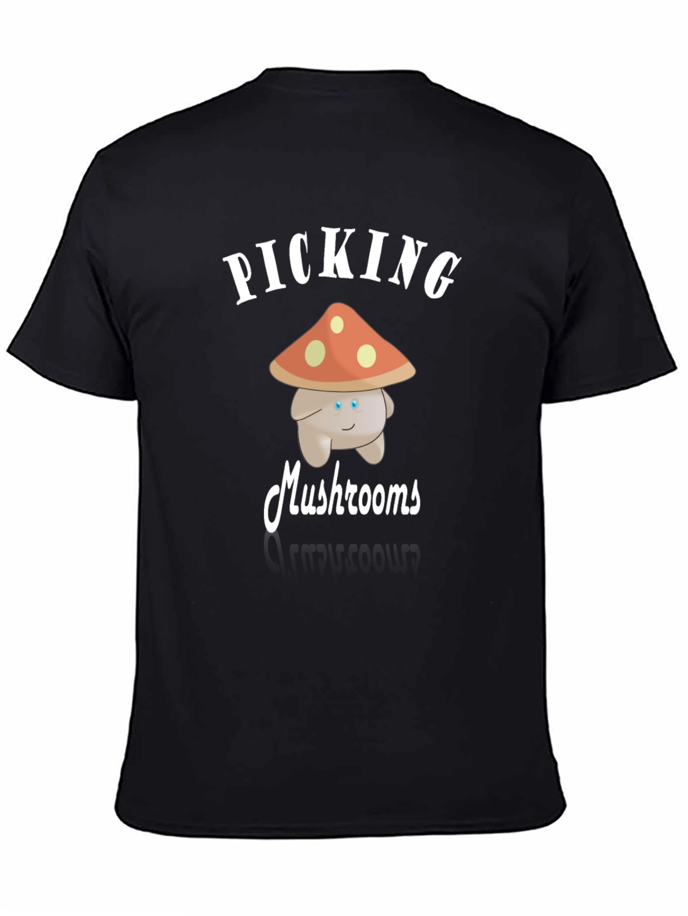 Black Mushroom Picking Graphic Tee view 4