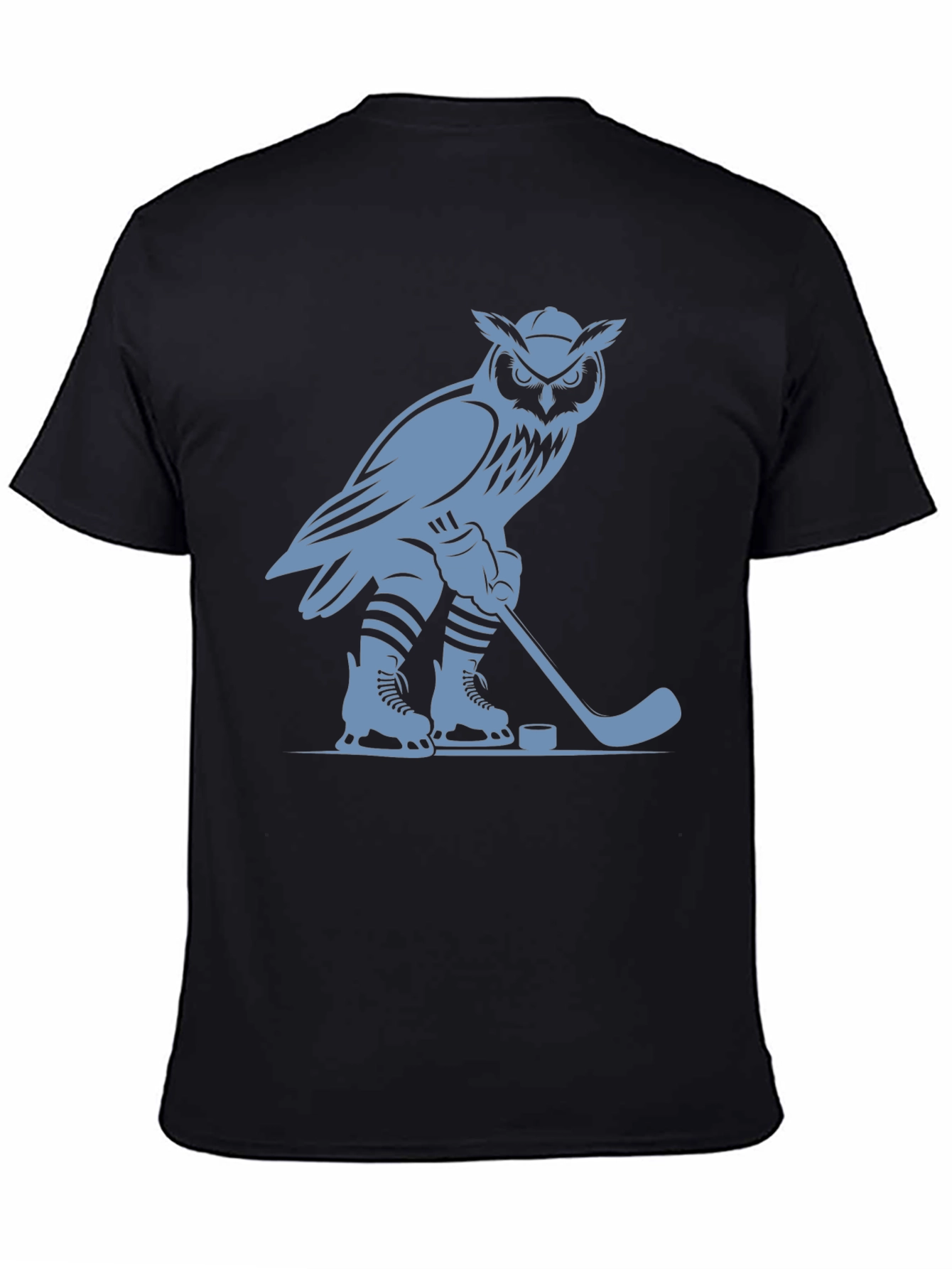 Black Owl Hockey Player Graphic T-Shirt view 4