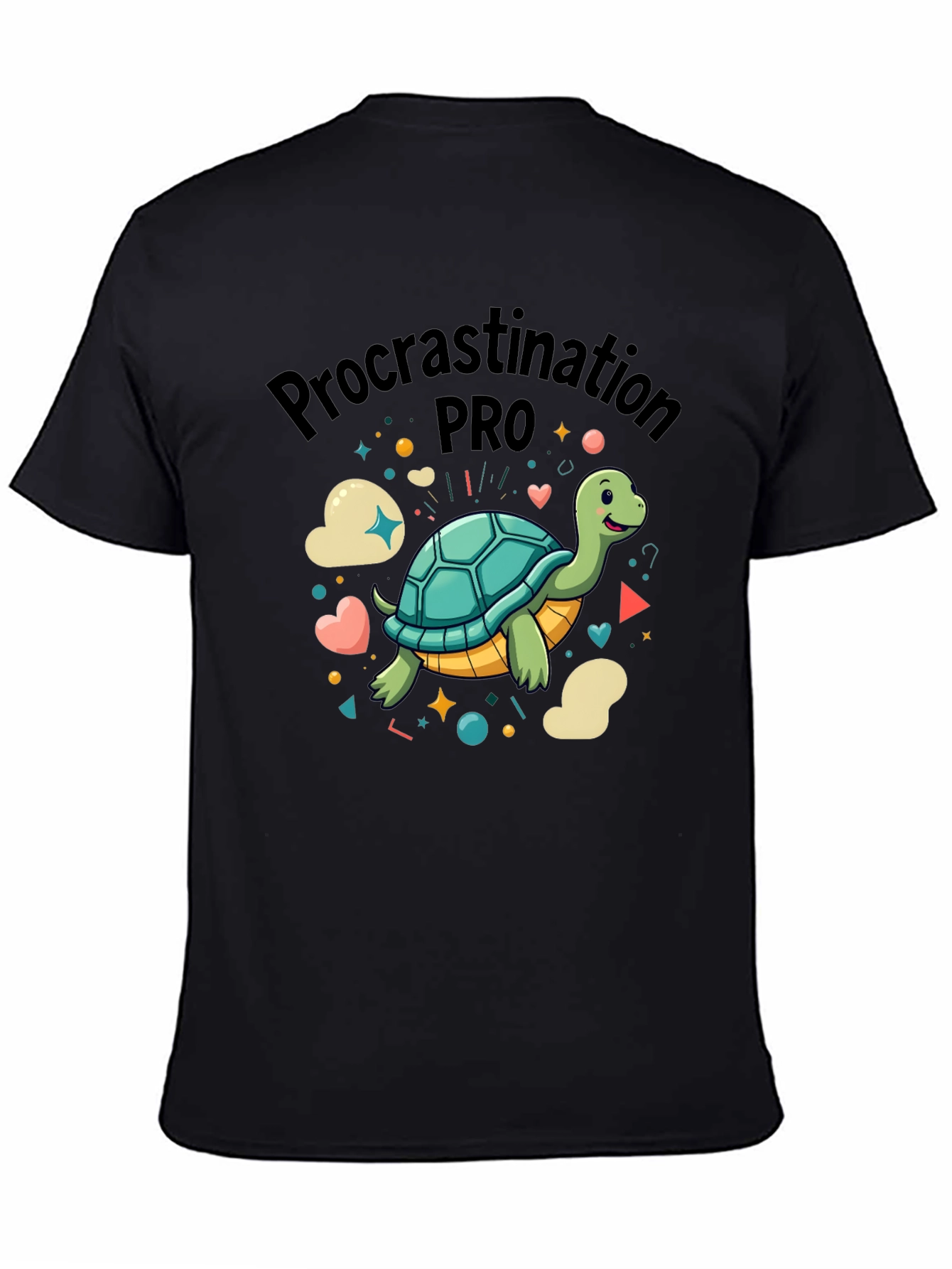 Black Procrastination Pro Turtle Graphic Tee view 4