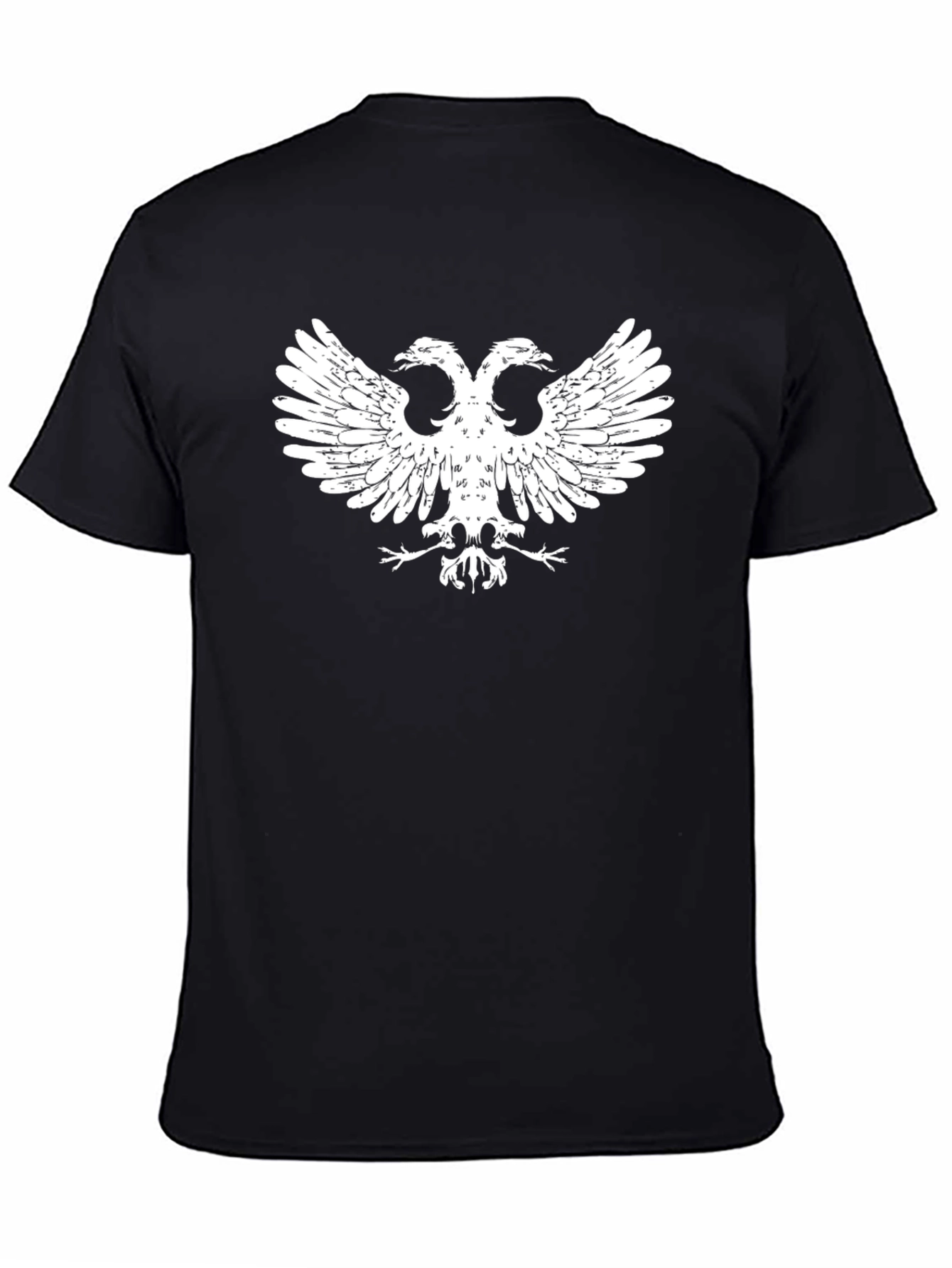 Black Black T-Shirt with White Double-Headed Eagle Graphic view 4
