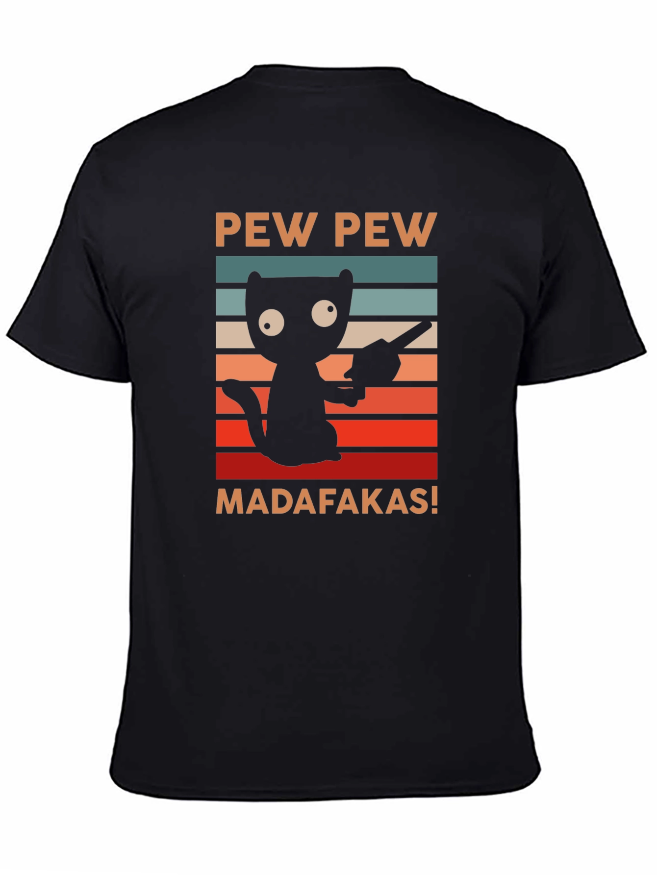 Black Pew Pew Madafakas Cat T-Shirt view 4