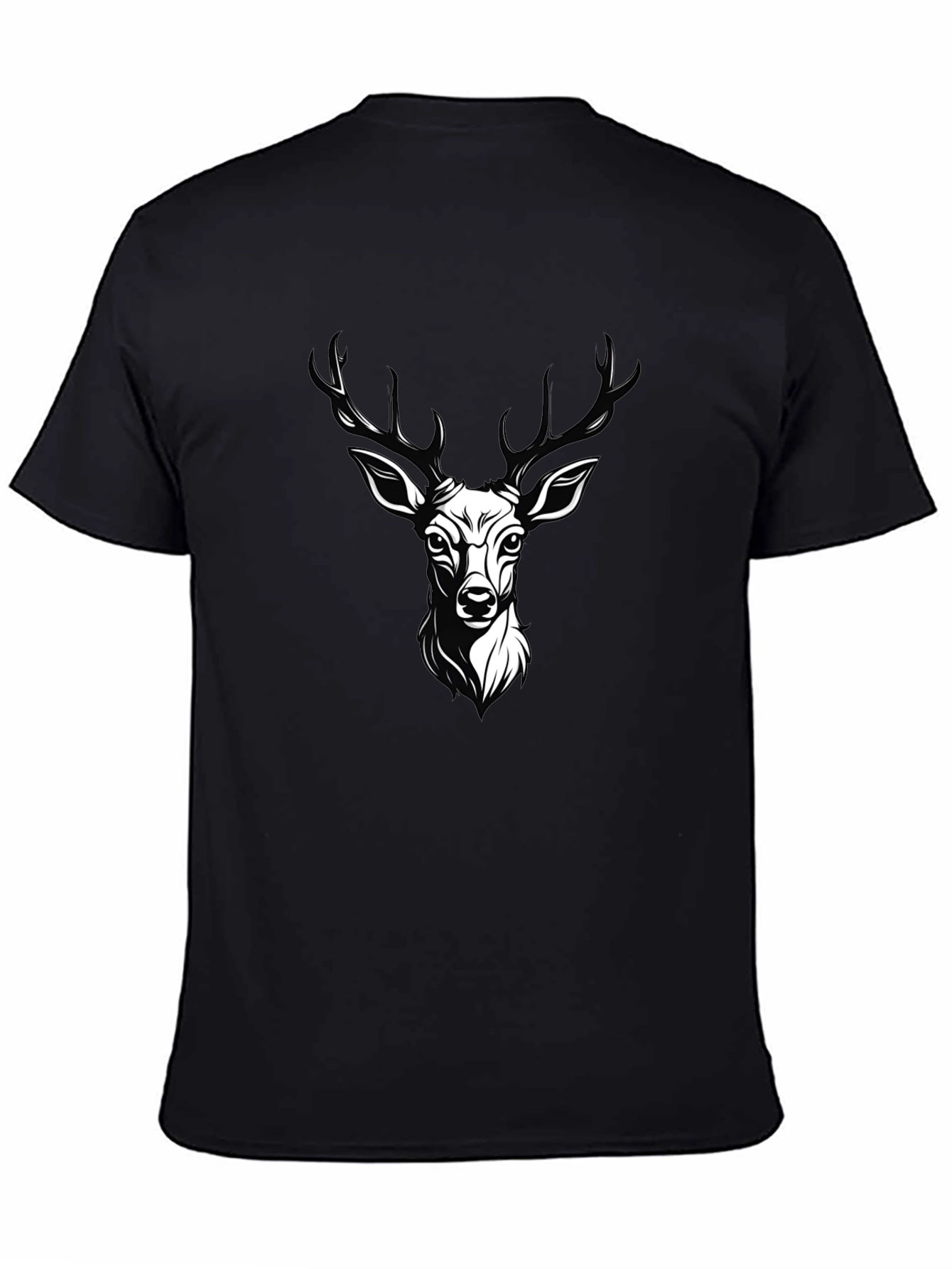 Black Men's Black Deer Graphic T-Shirt view 4