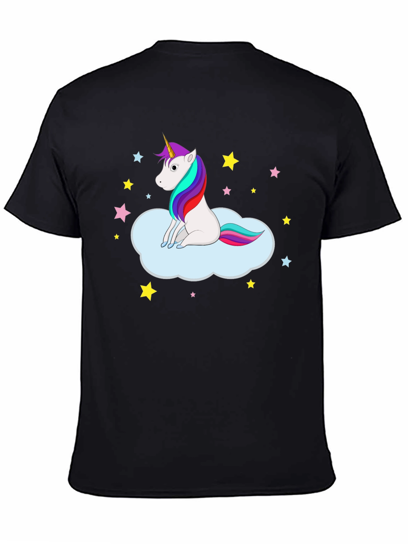 Black Unicorn Cloud Tee - Fun Graphic Print Shirt view 4