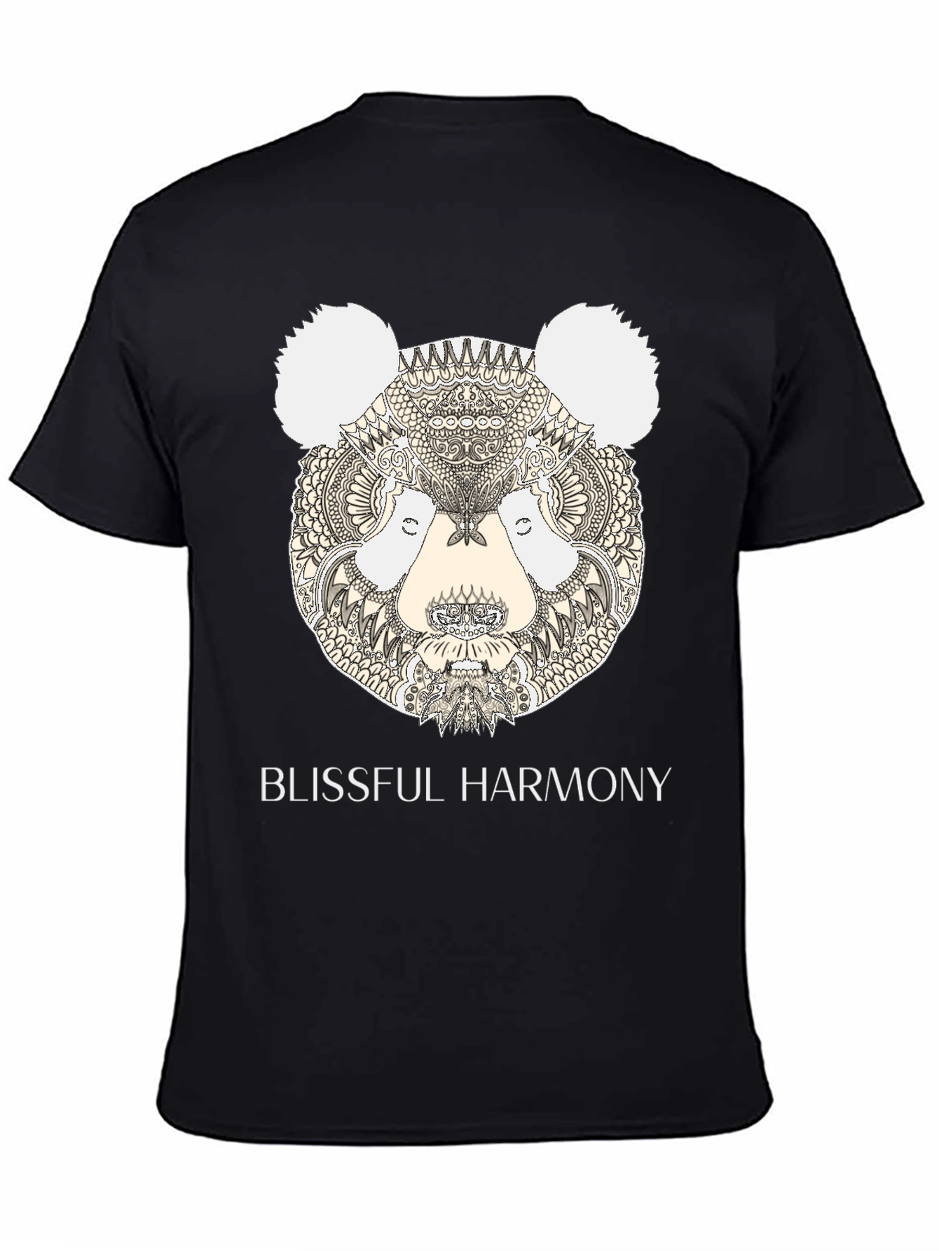 Black Blissful Harmony Panda Graphic Tee - Men's Black T-Shirt view 4