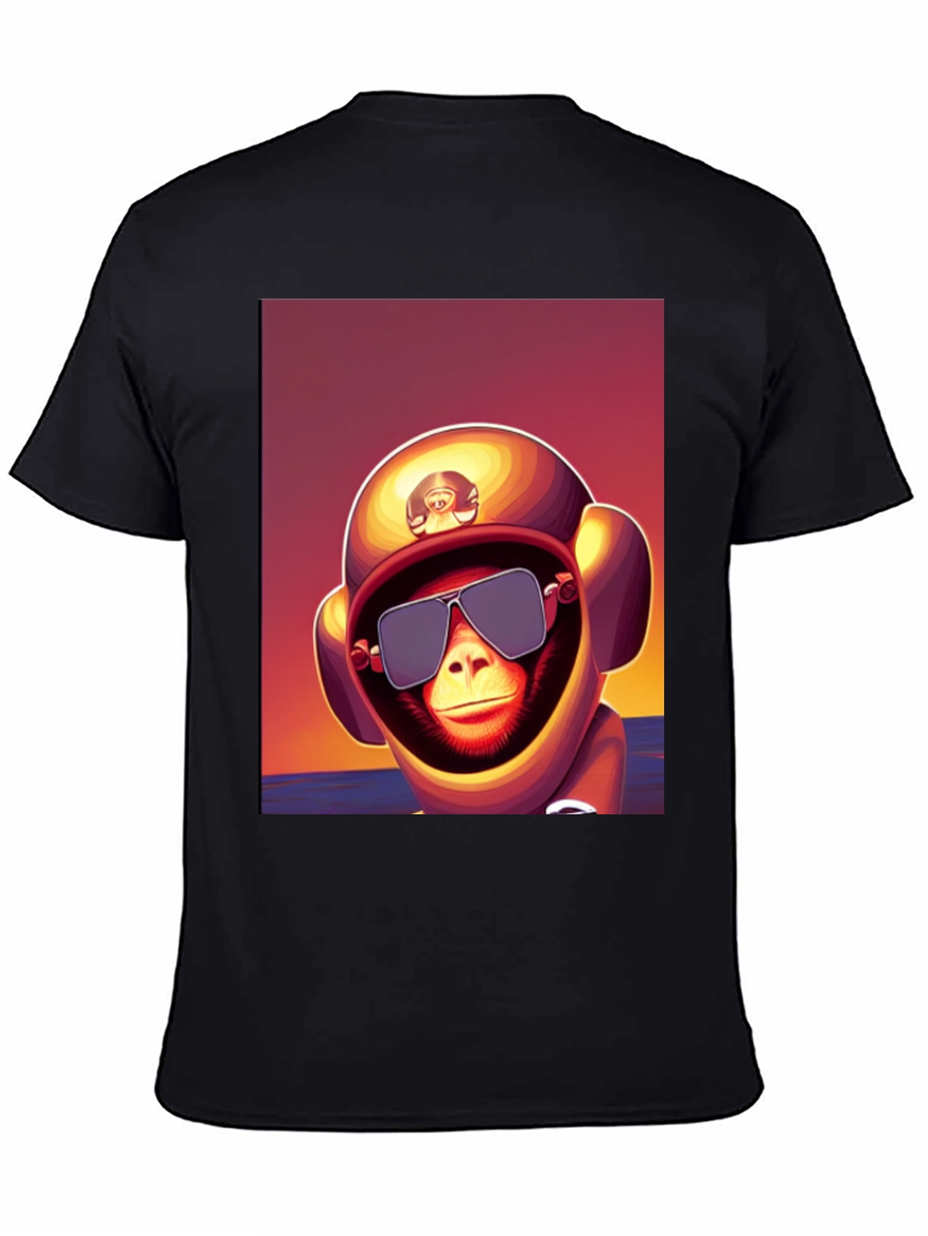Black Monkey Astronaut T-Shirt - Retro Style Graphic Tee view 4