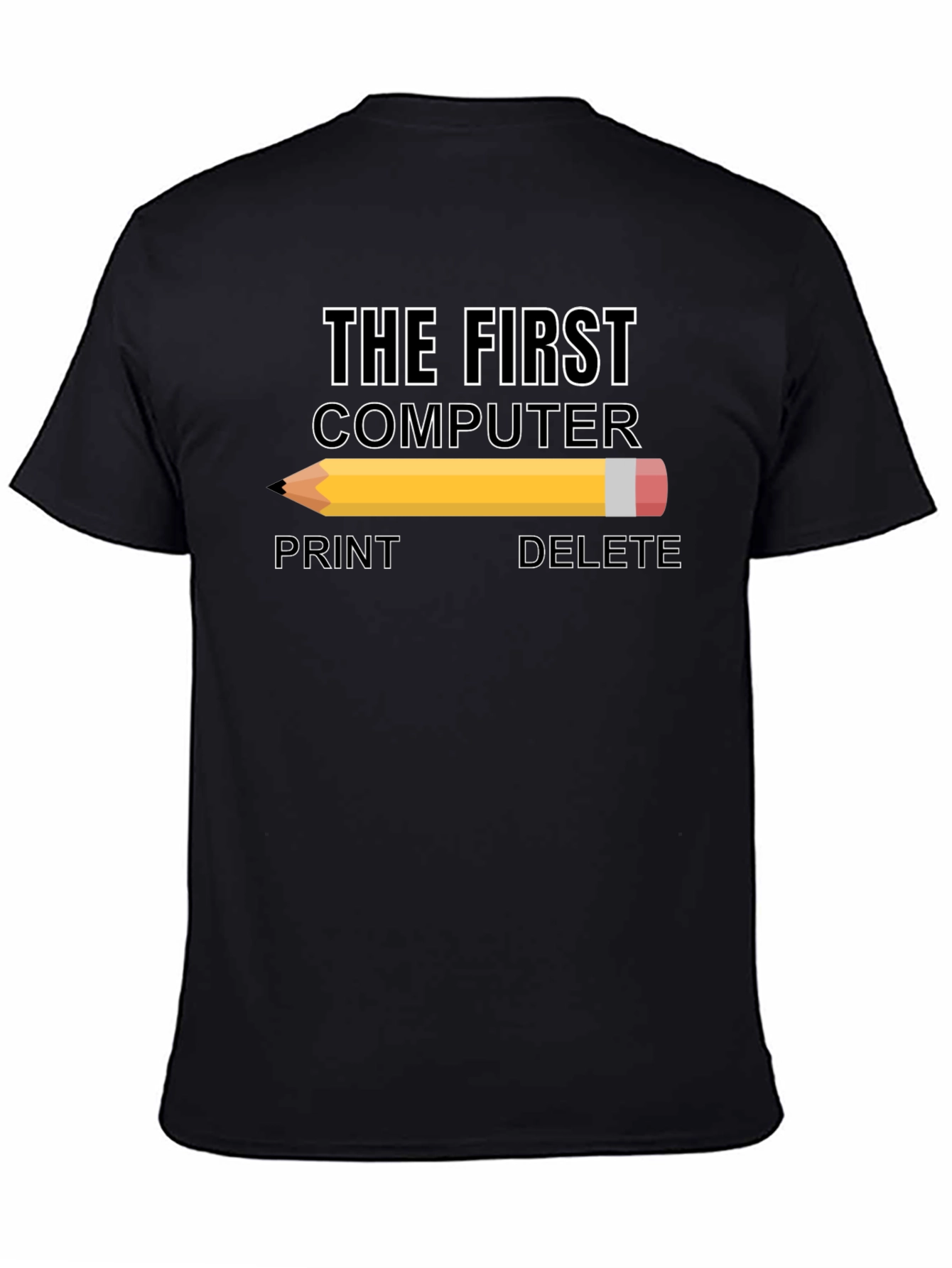 Black The First Computer Funny T-Shirt view 4