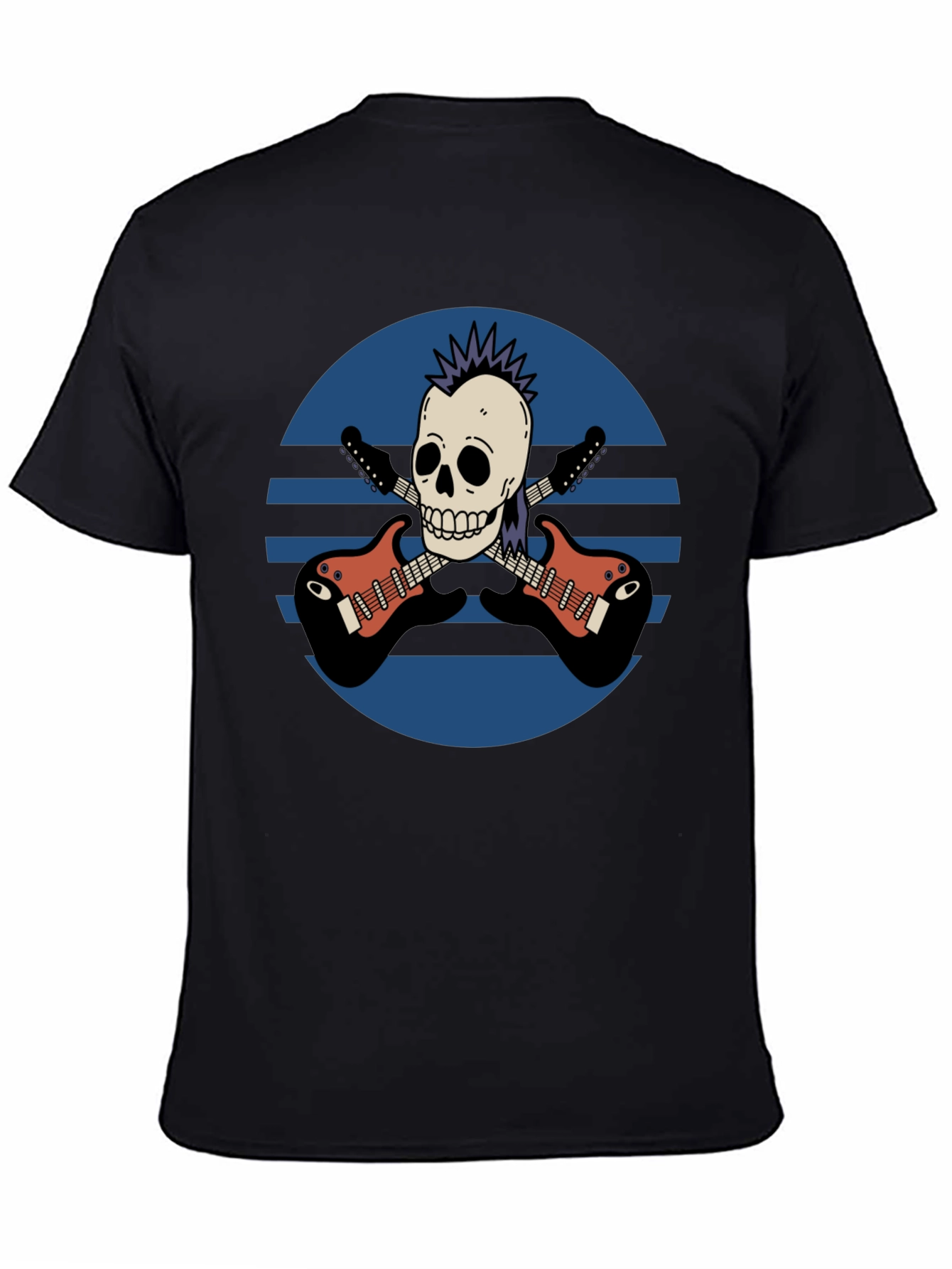 Black Skull & Guitar T-Shirt - Rocker Style view 4