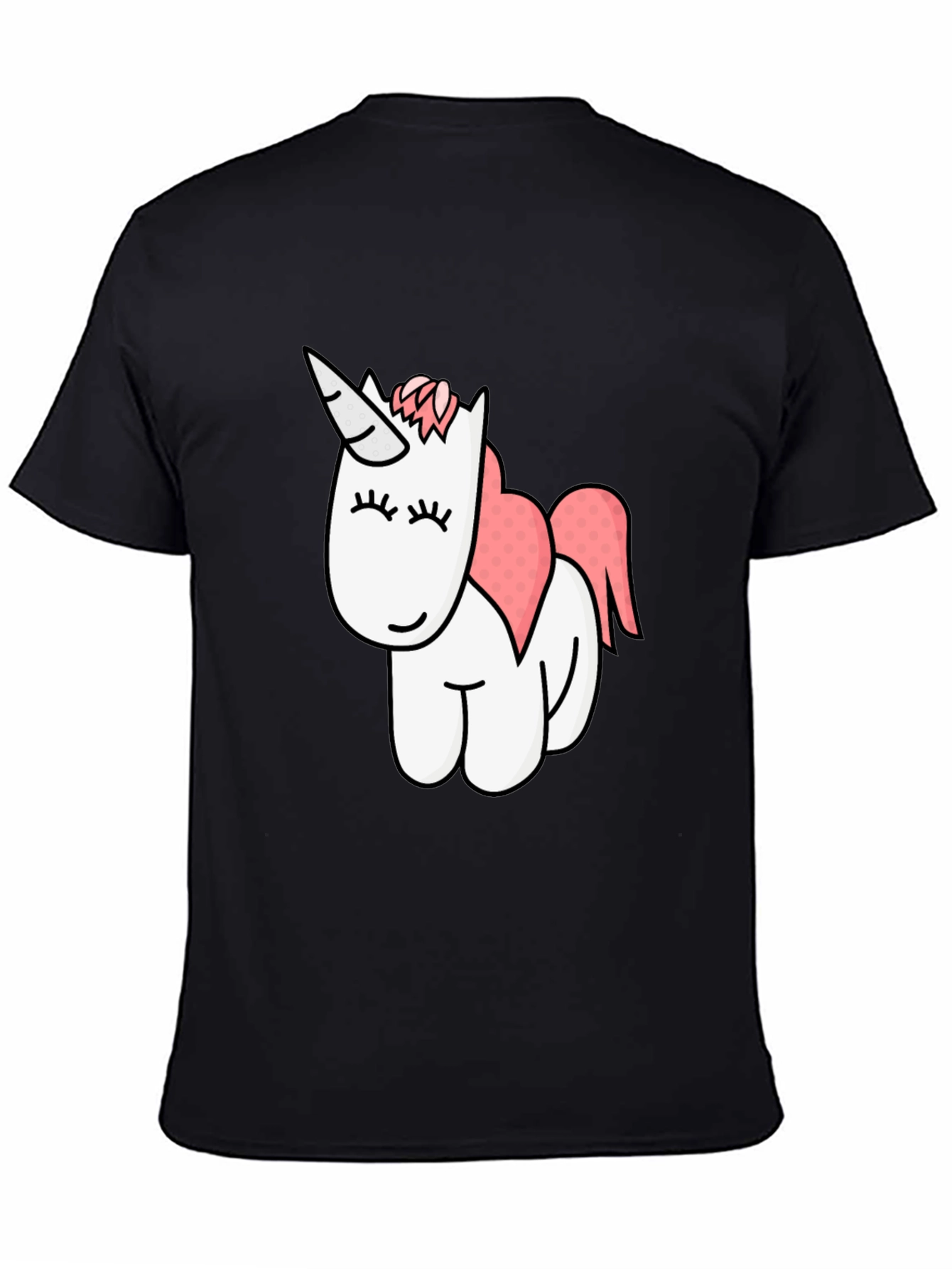 Black Cute Unicorn Graphic Black T-Shirt view 4