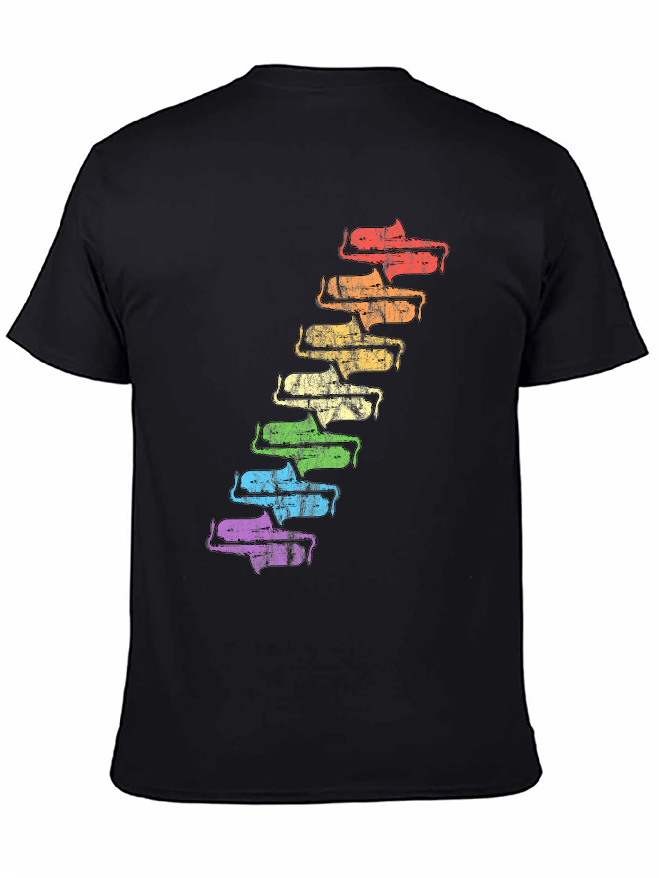 Black Retro Rainbow Saxophone T-Shirt - Unique Music Lover Tee view 4
