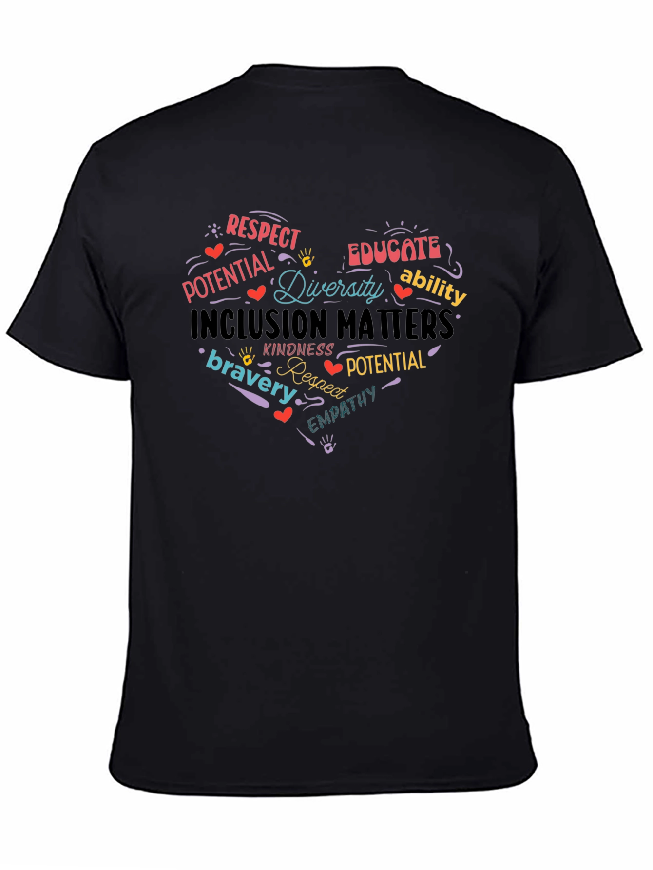Black Inclusion Matters Heart T-Shirt - Respect, Diversity, Empathy view 4