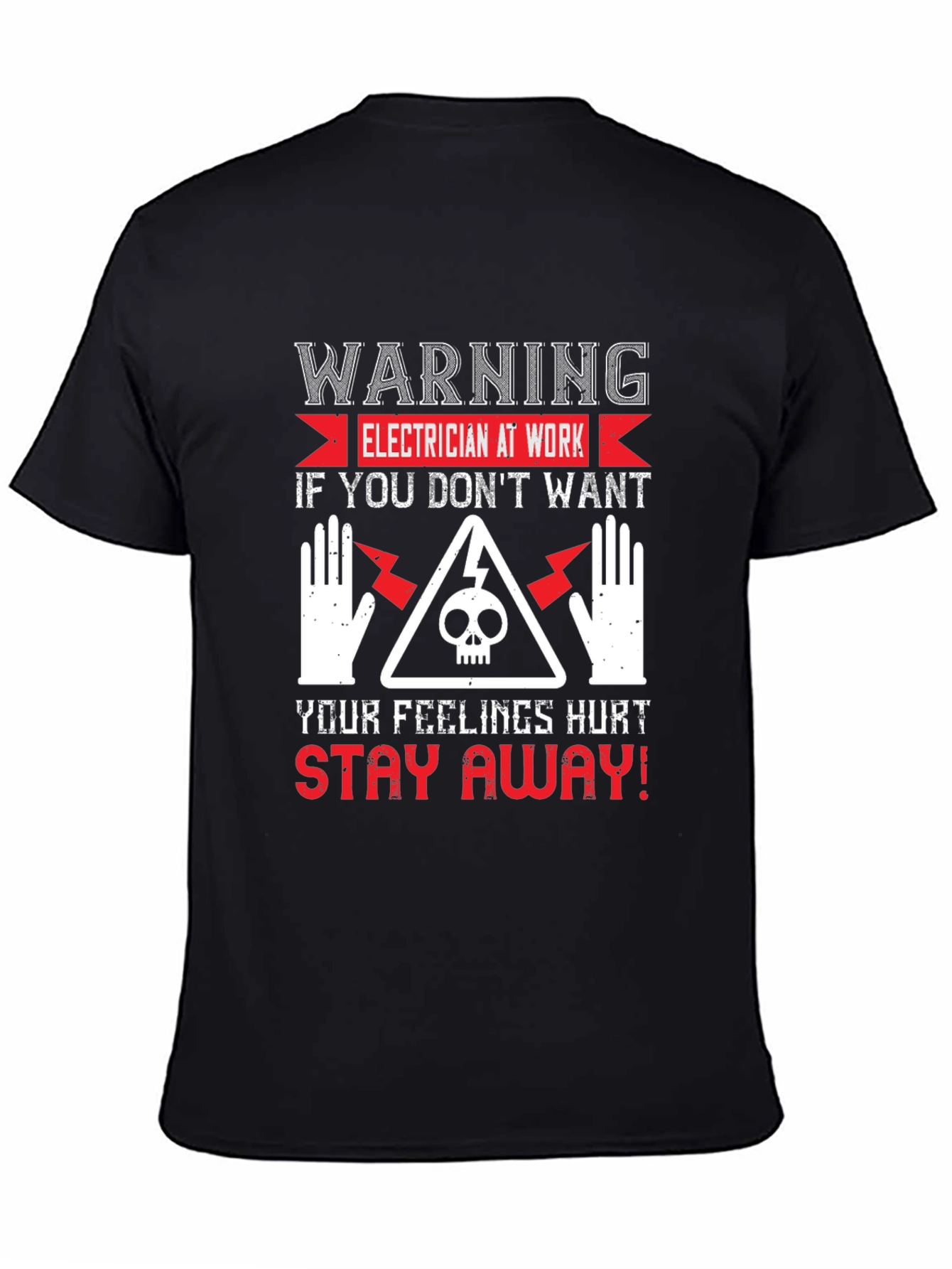 Black Warning Electrician T-Shirt view 4