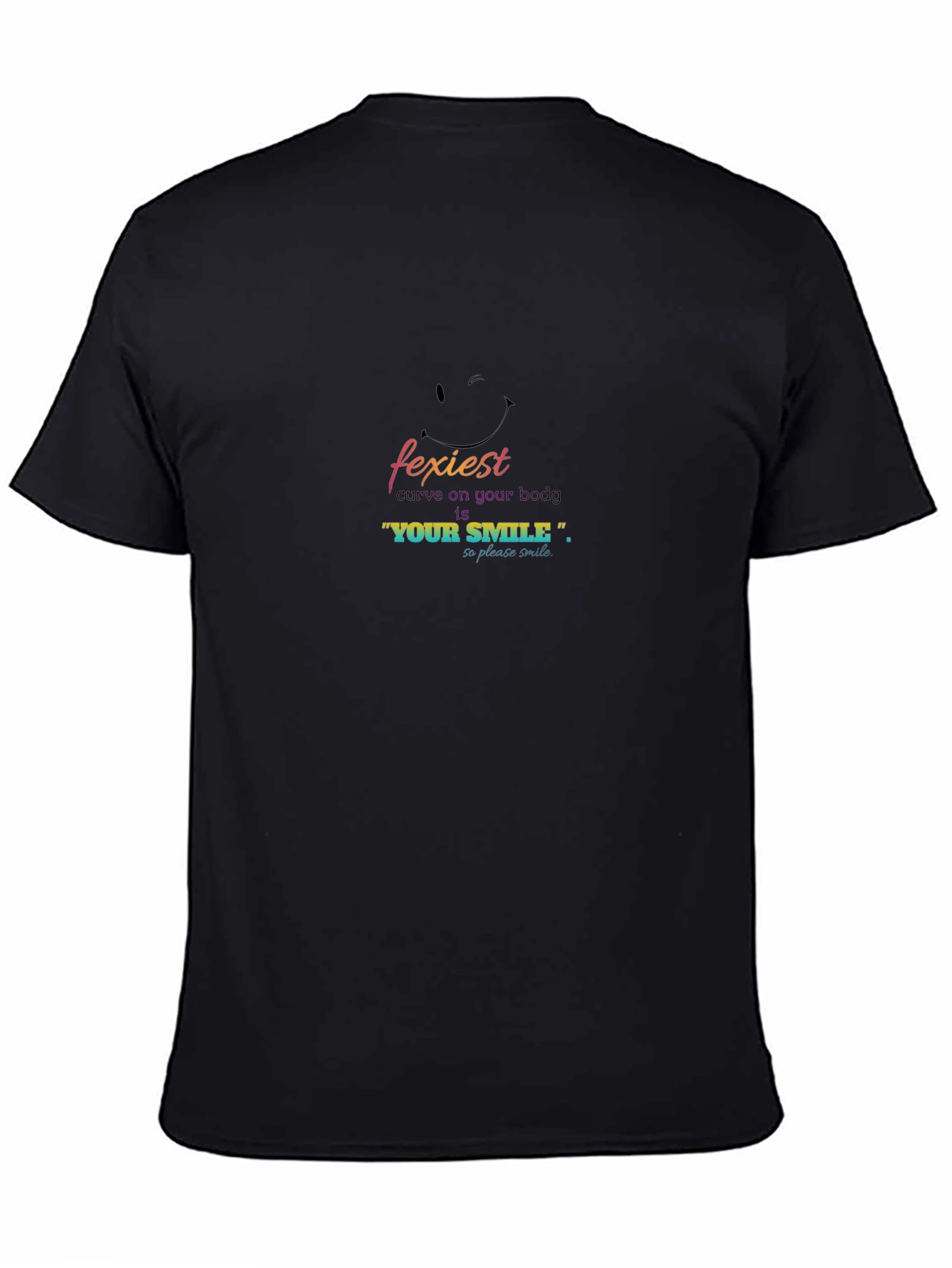 Black Fexiest Smile Graphic Tee - Soft Black Cotton Comfort view 4