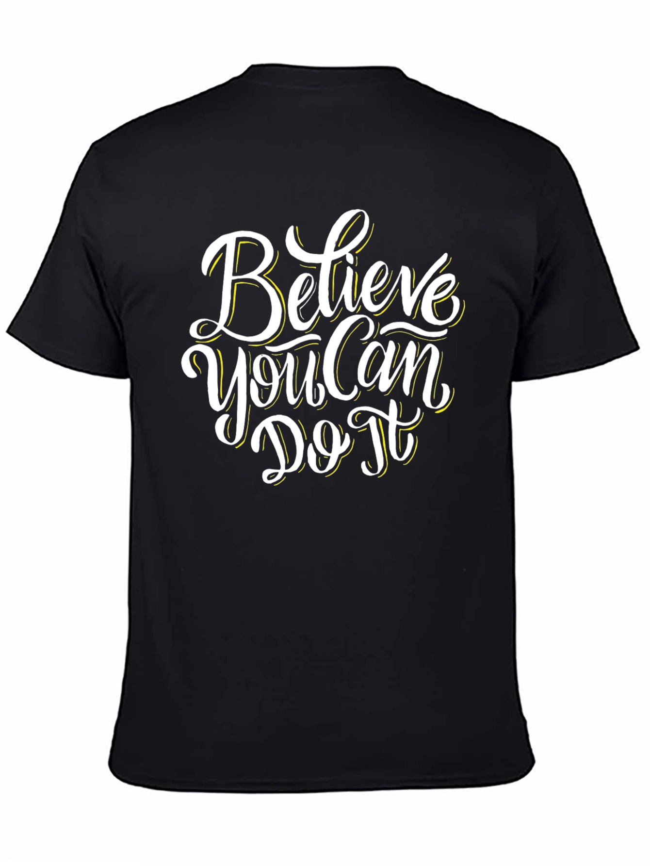 Black Believe You Can Do It T-Shirt - Motivational Black Tee view 4
