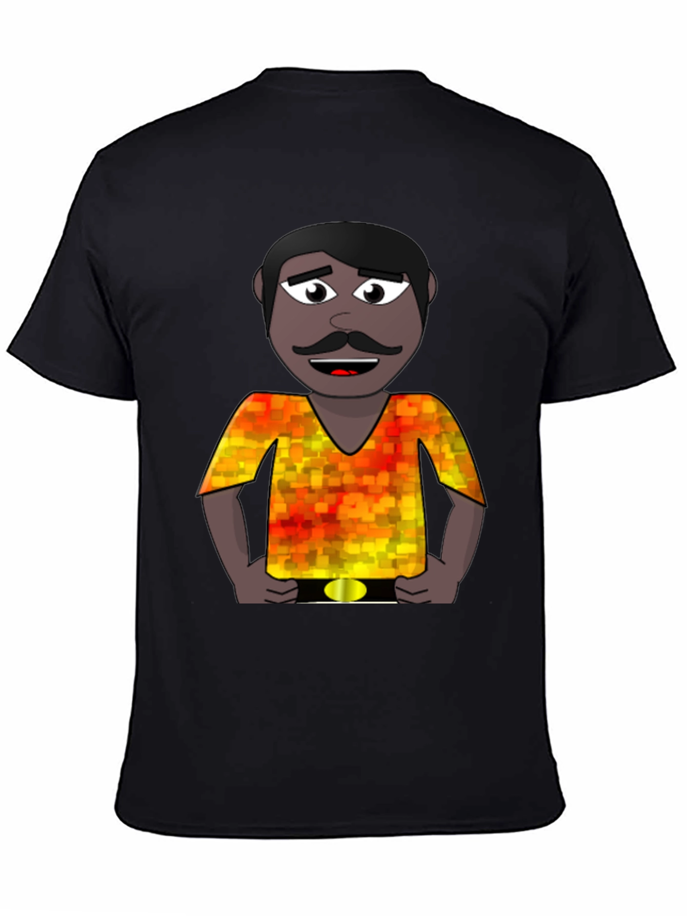 Black Cartoon Man Graphic Print T-Shirt view 4