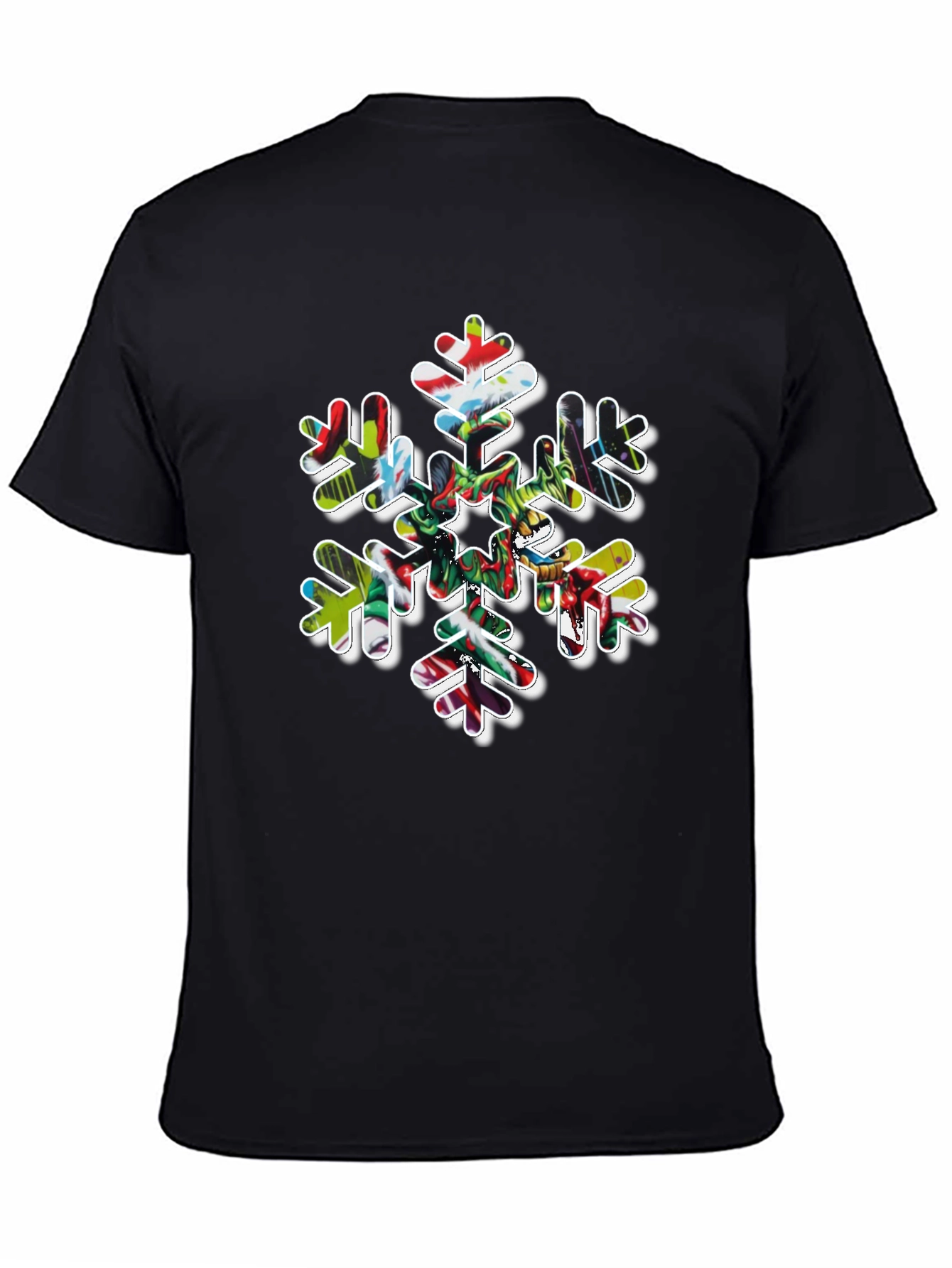 Black Festive Snowflake Graphic Tee view 4